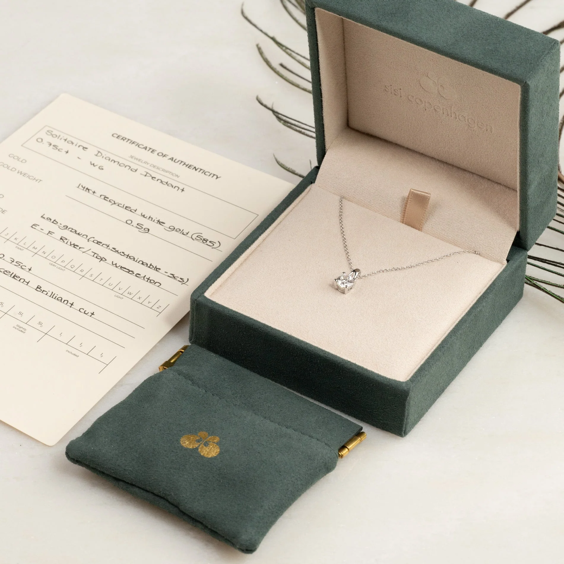 PRONG SOLITAIRE LAB-DIAMOND PENDANT - 0.75ct - WG - Image 7