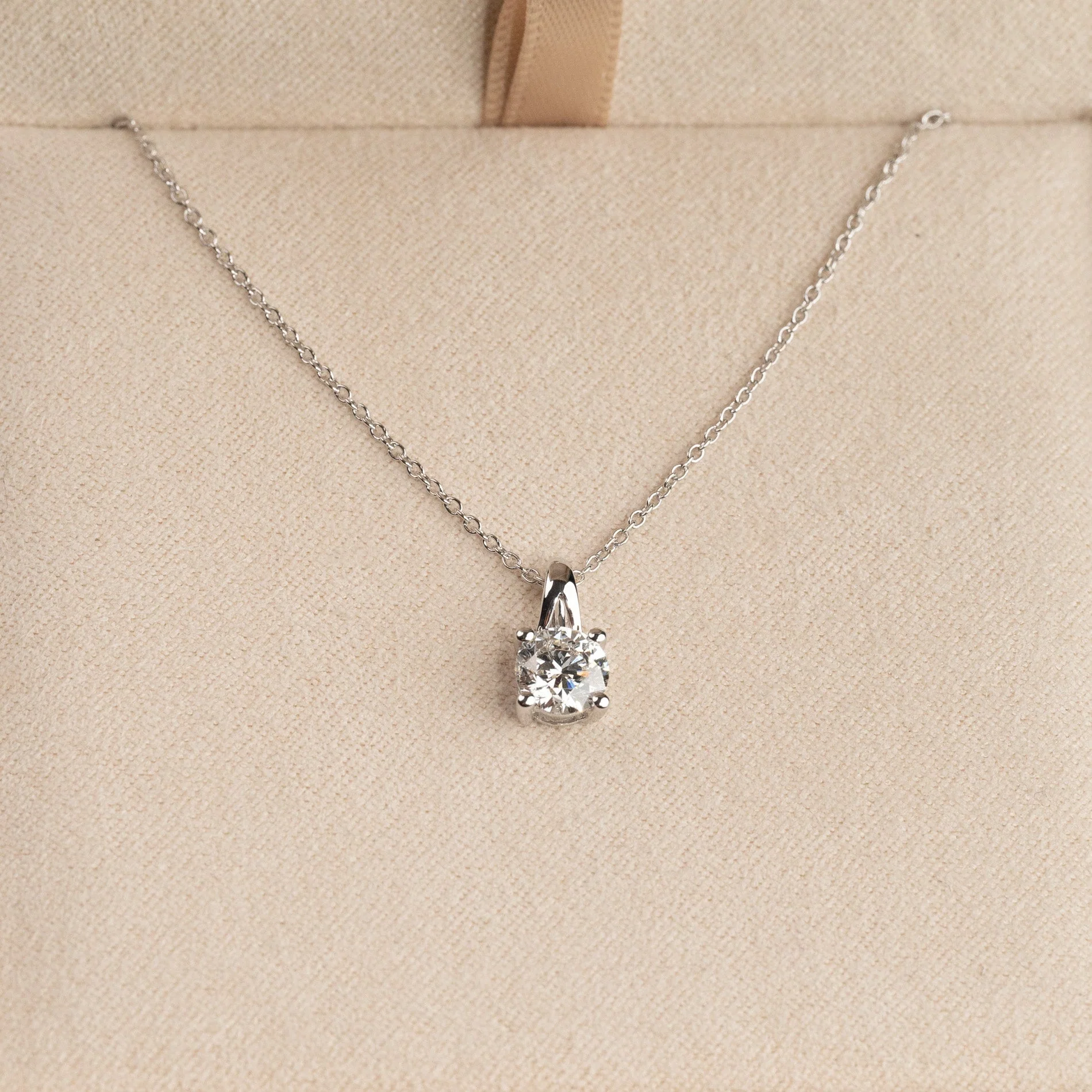 PRONG SOLITAIRE LAB-DIAMOND PENDANT - 0.75ct - WG - Image 8