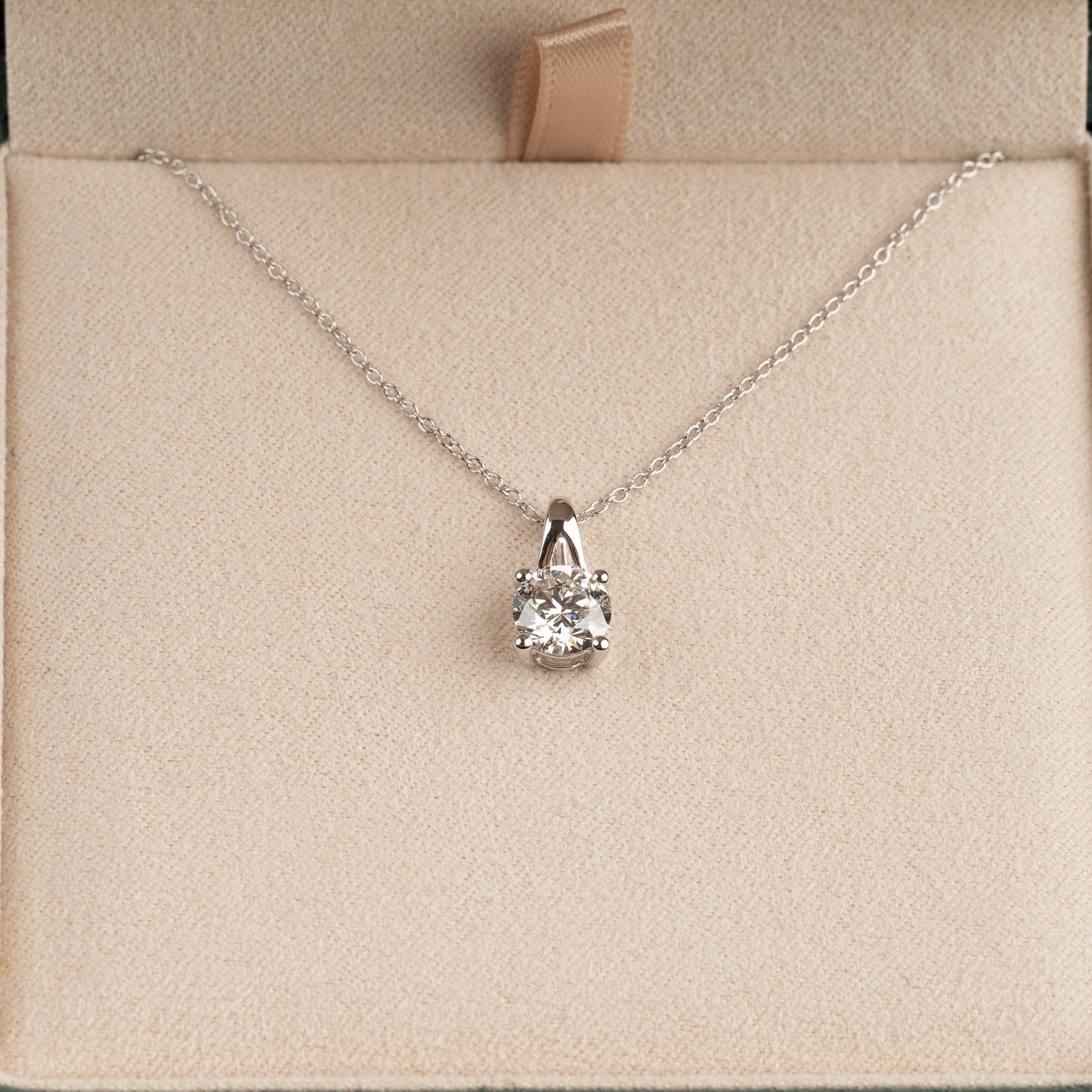 PRONG SOLITAIRE LAB-DIAMOND PENDANT - 1.0ct - WG - Image 10
