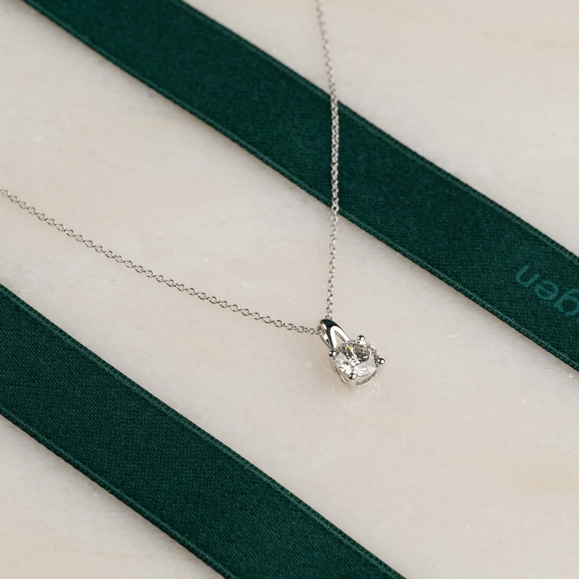 PRONG SOLITAIRE LAB-DIAMOND PENDANT - 1.0ct - WG - Image 2