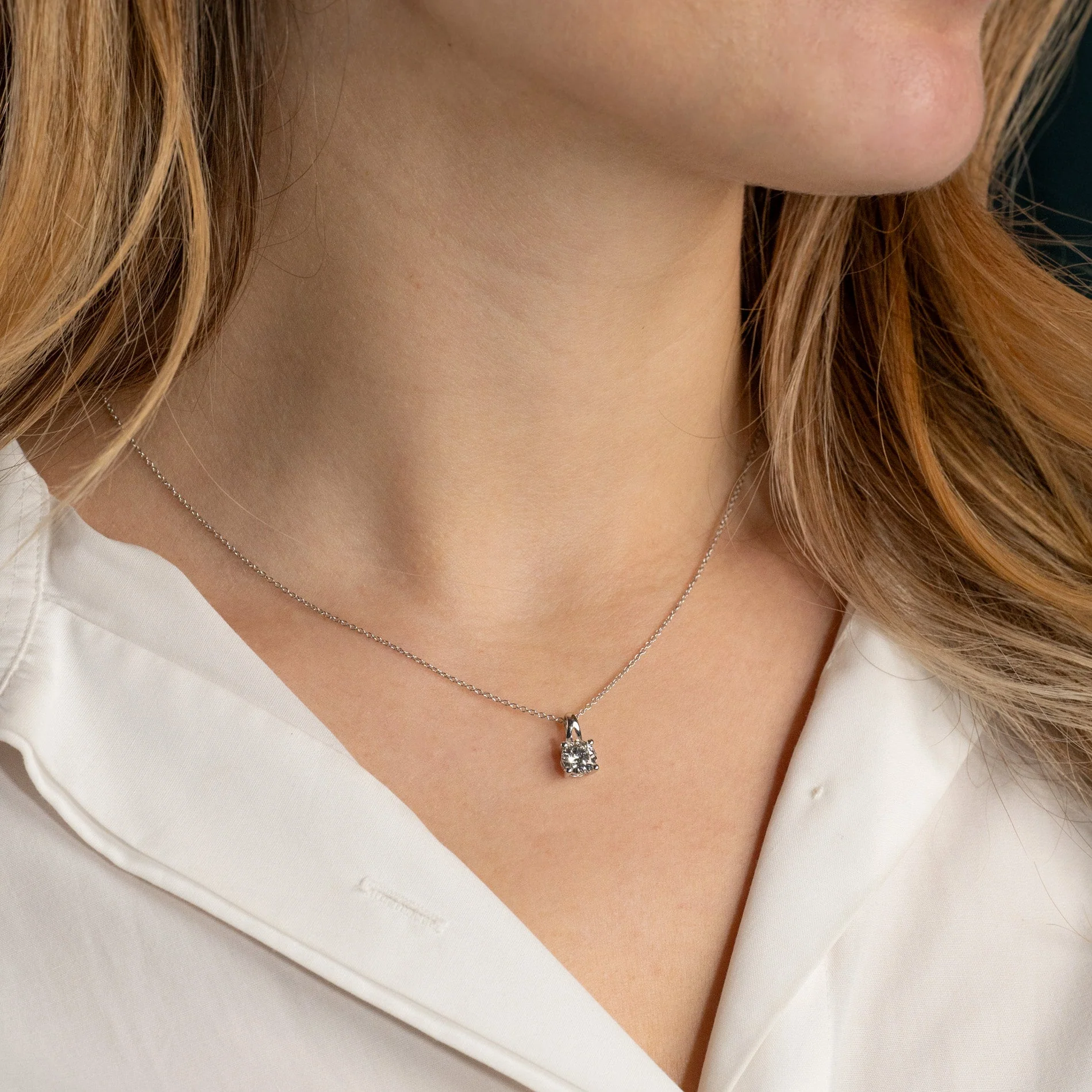 PRONG SOLITAIRE LAB-DIAMOND PENDANT - 1.0ct - WG - Image 3