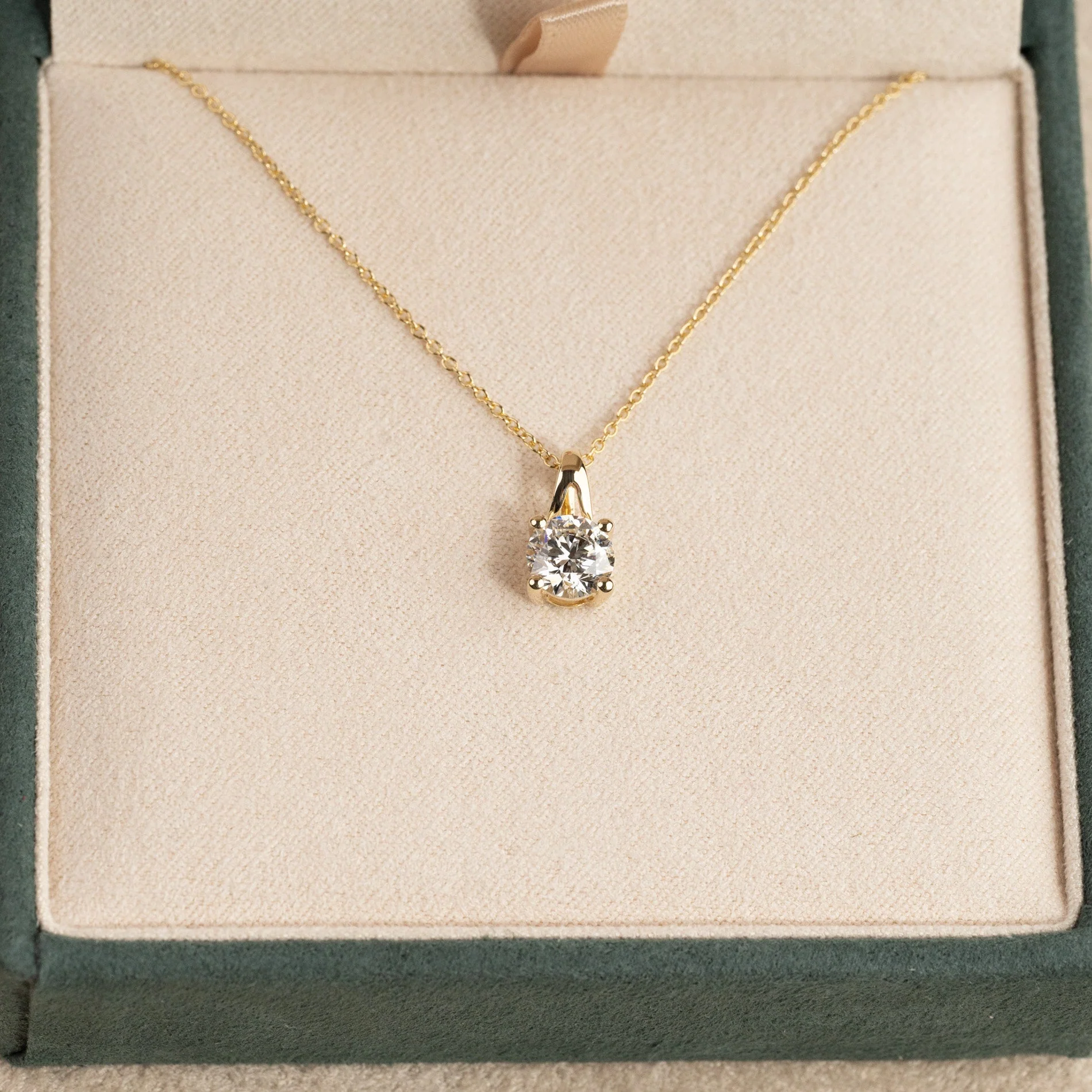 PRONG SOLITAIRE LAB-DIAMOND PENDANT - 1.0ct - YG - Image 5