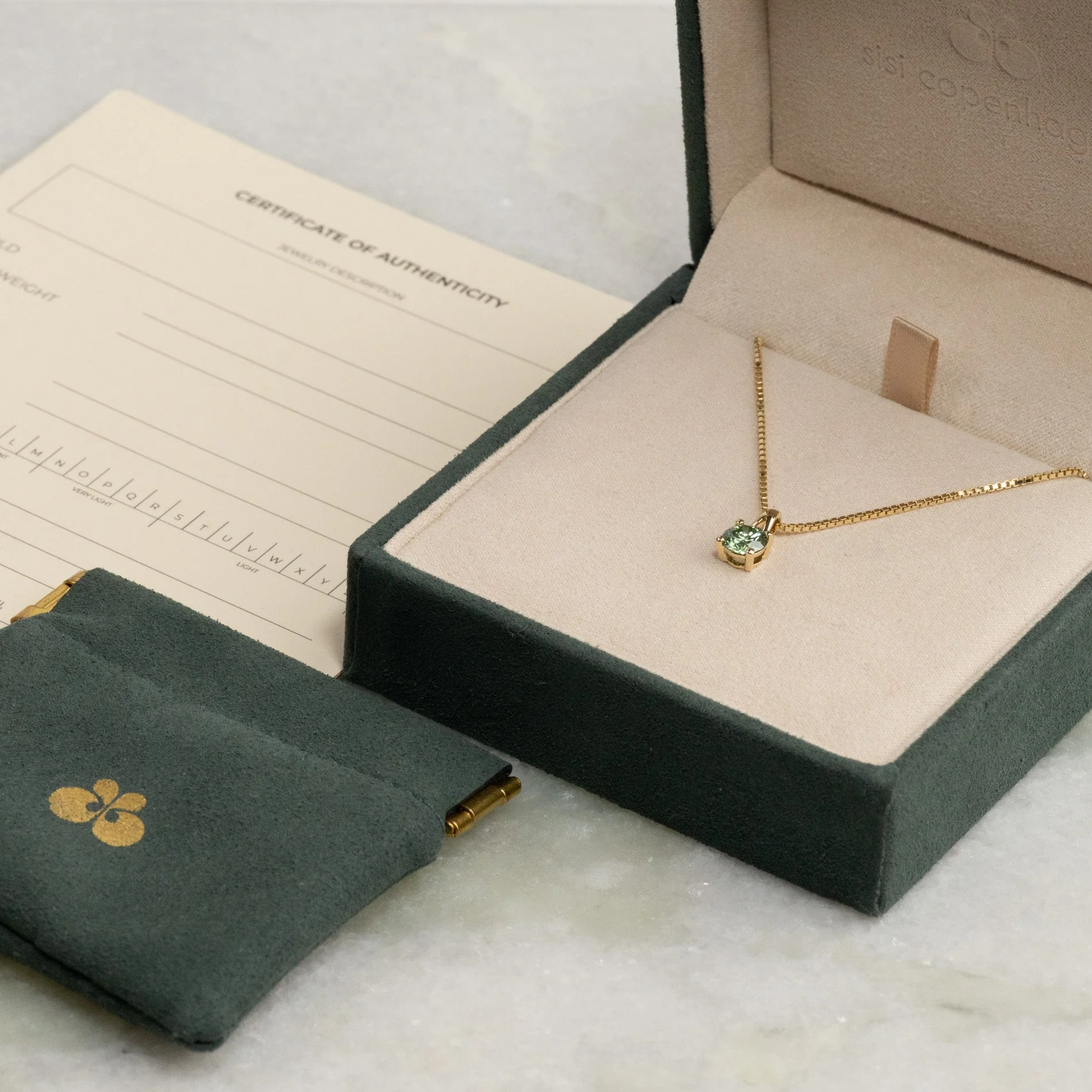 PRONG SOLITAIRE OCEAN GREEN LAB-DIAMOND PENDANT - 0.75ct - YG - Image 5