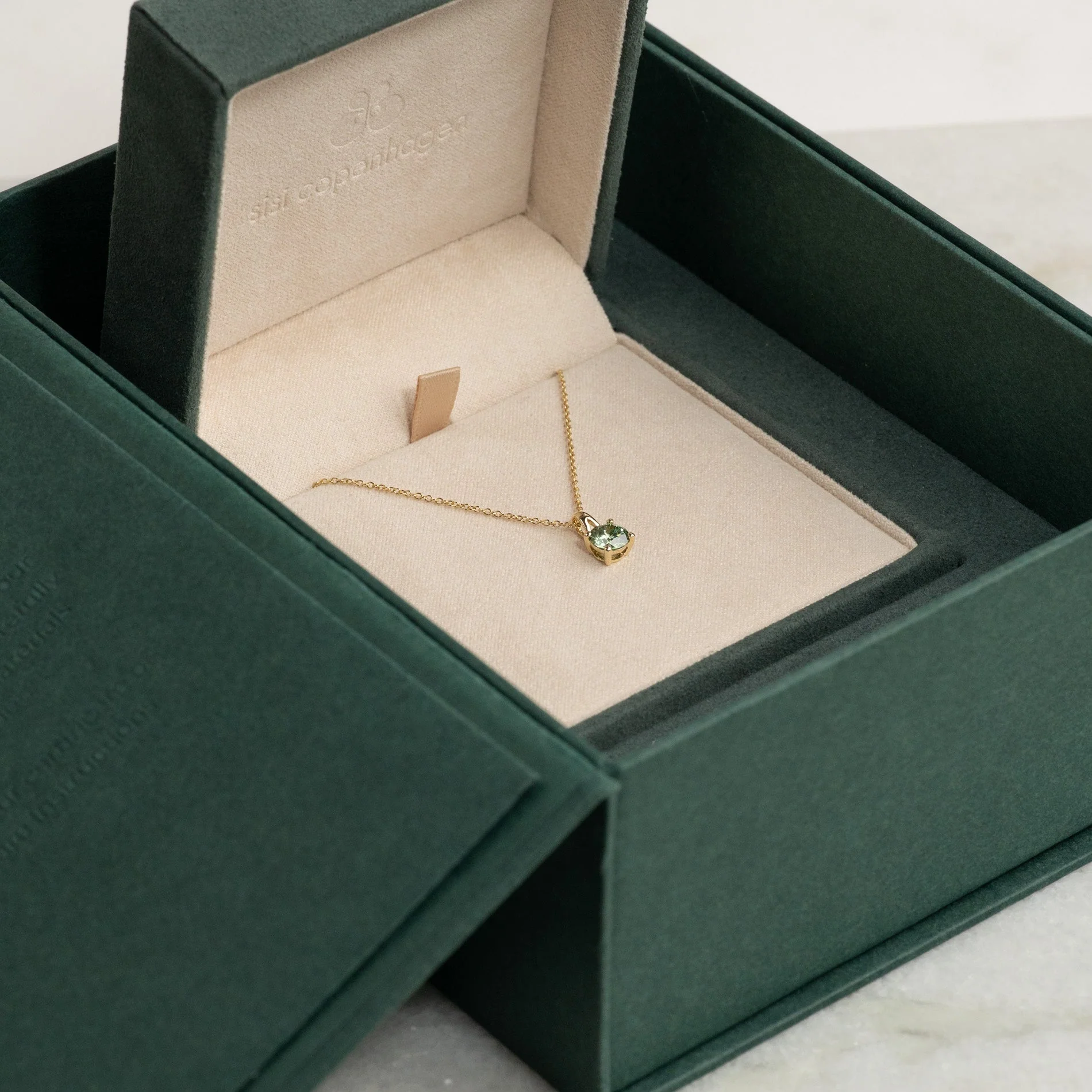 PRONG SOLITAIRE OCEAN GREEN LAB-DIAMOND PENDANT - 0.75ct - YG - Image 6