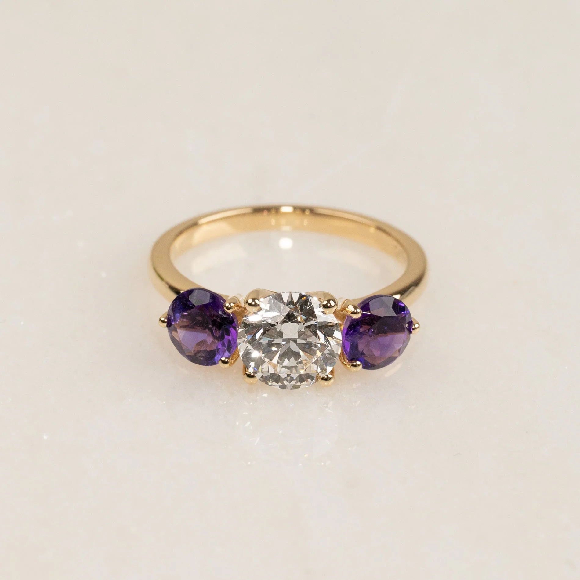 PURPLE AMETHYST TRILOGY DIAMOND RING - 2.7ct - Image 5