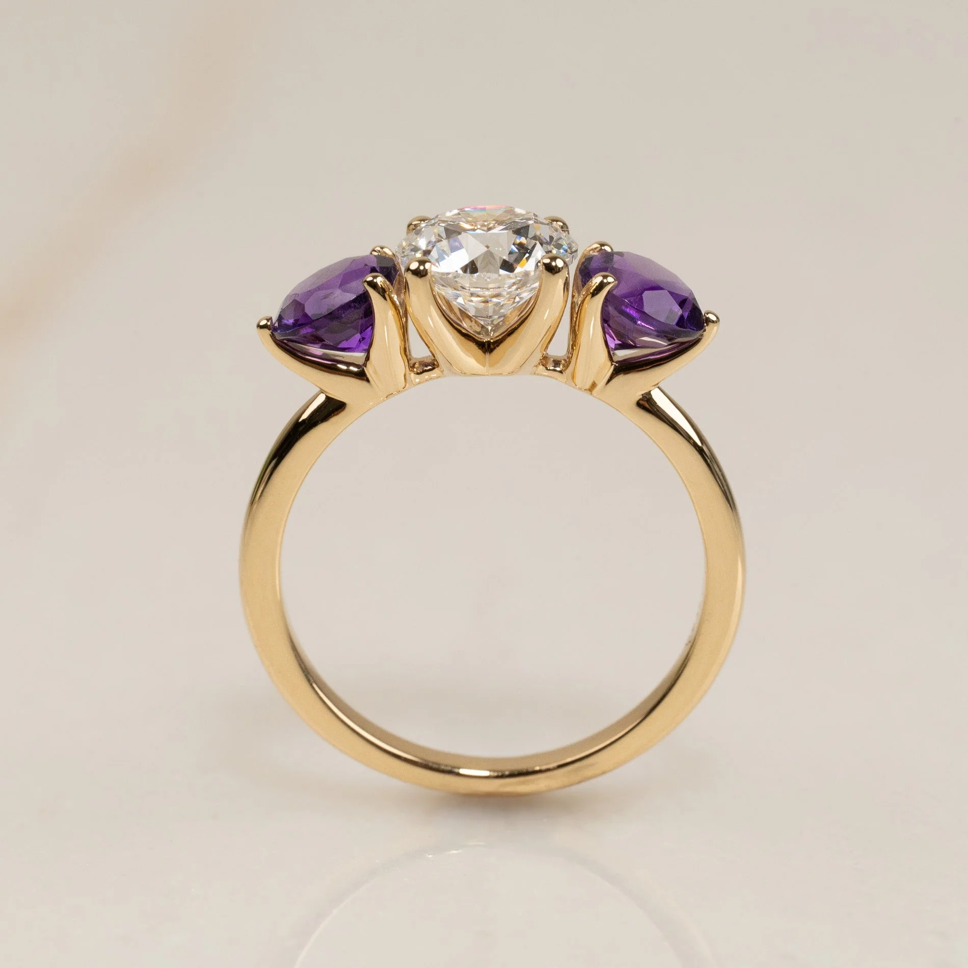 PURPLE AMETHYST TRILOGY DIAMOND RING - 2.7ct - Image 6
