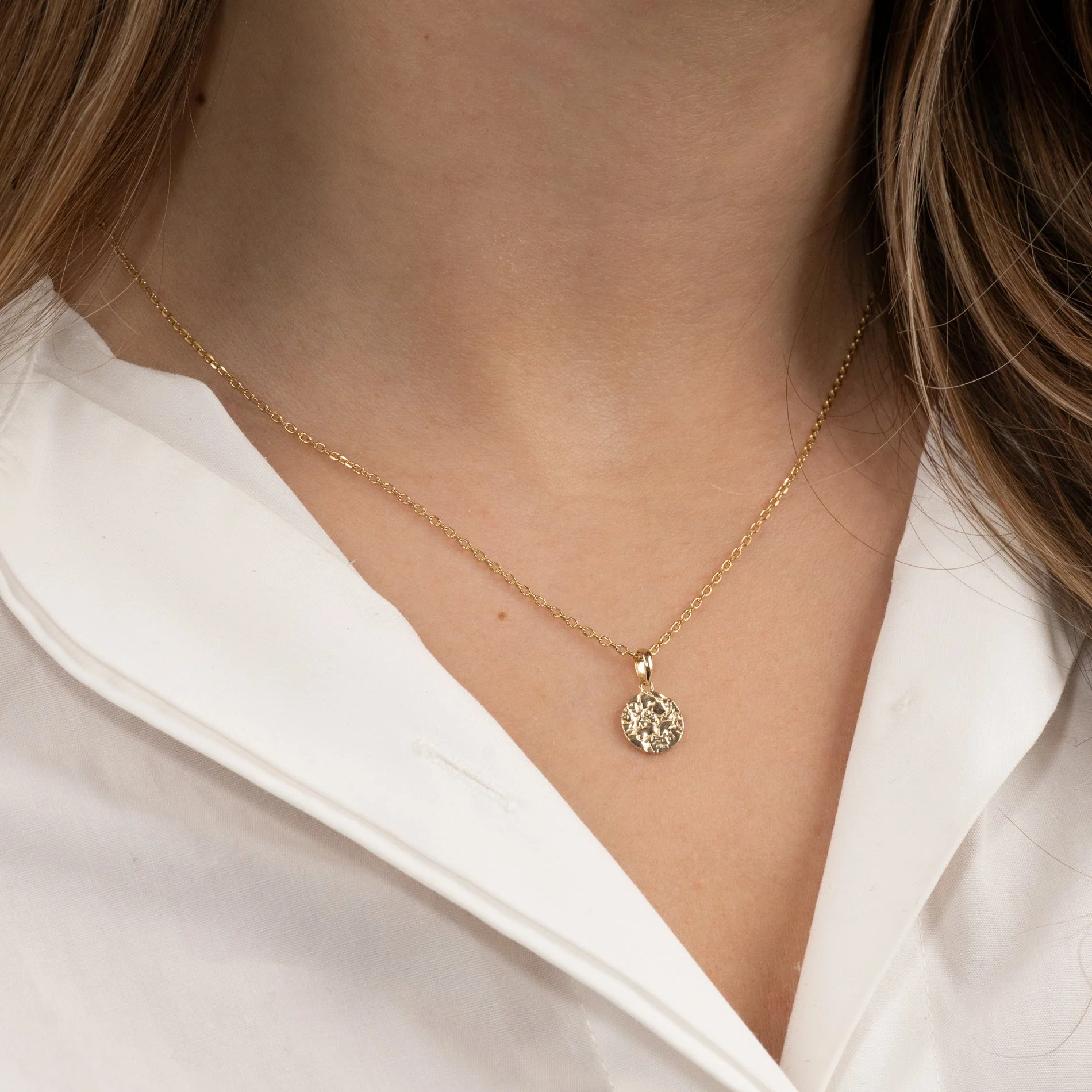 RAW ROUND SOLID GOLD PENDANT - ENGRAVABLE - Image 2