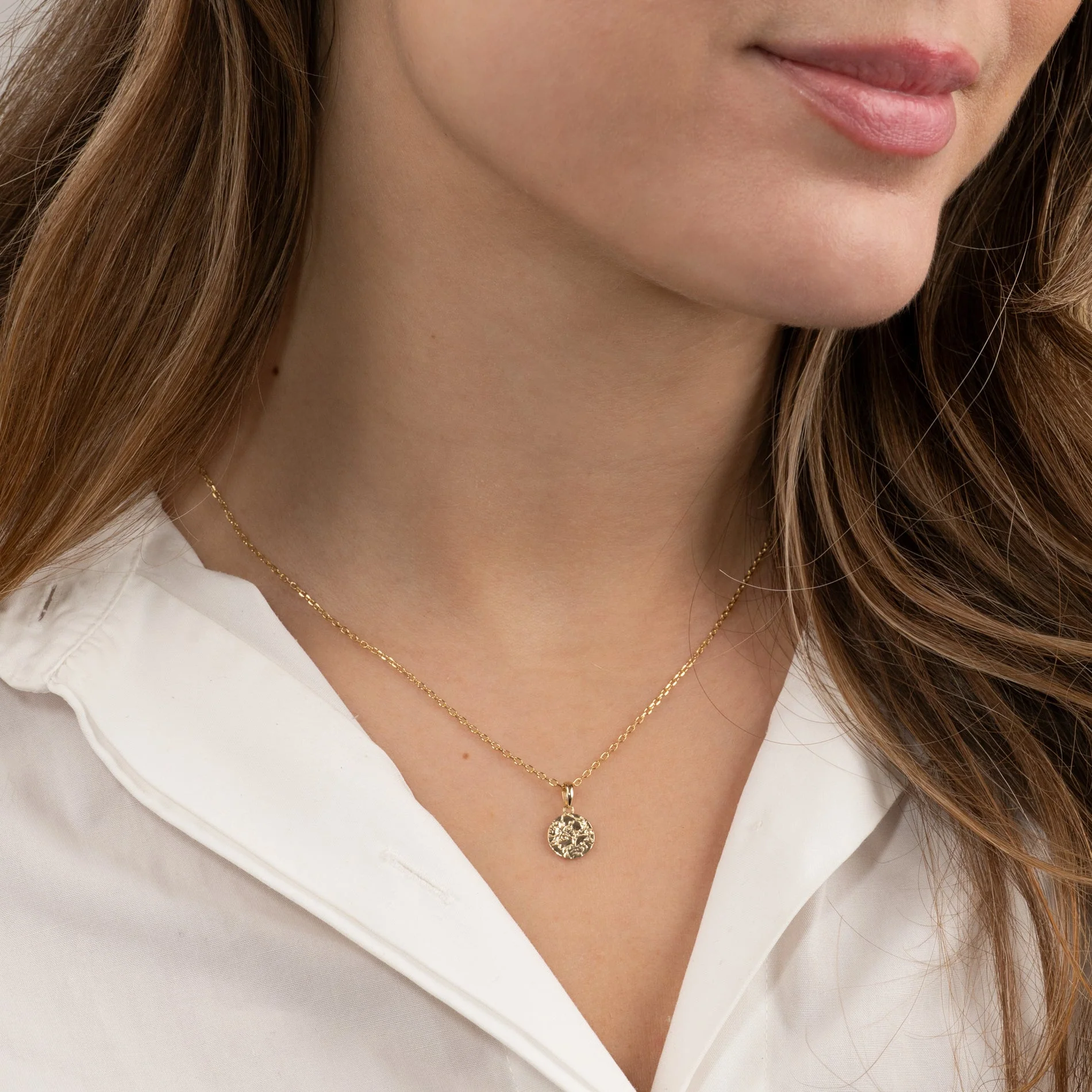 RAW ROUND SOLID GOLD PENDANT - ENGRAVABLE - Image 4