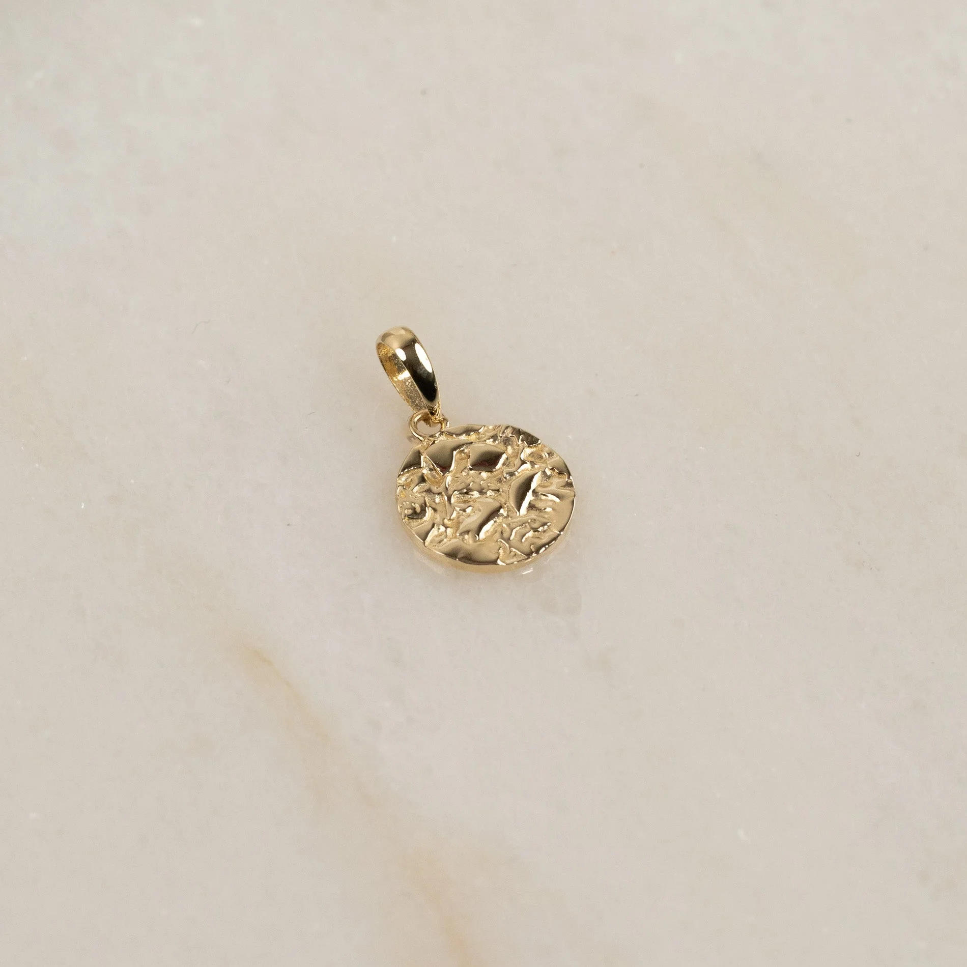 RAW ROUND SOLID GOLD PENDANT - ENGRAVABLE - Image 5