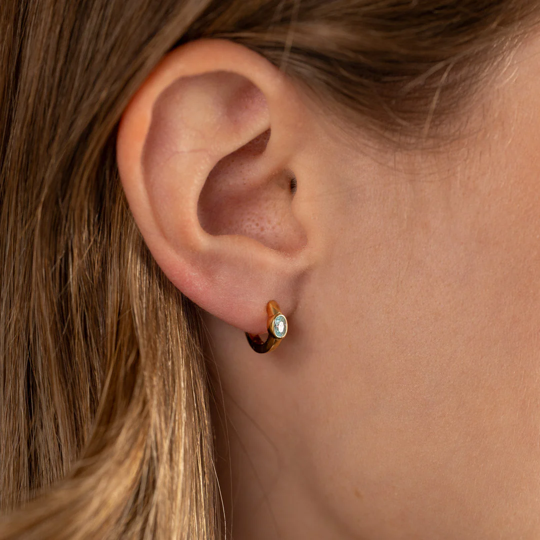 REBEKKA BLUE GOLDEN CREOL EARRING - Image 2