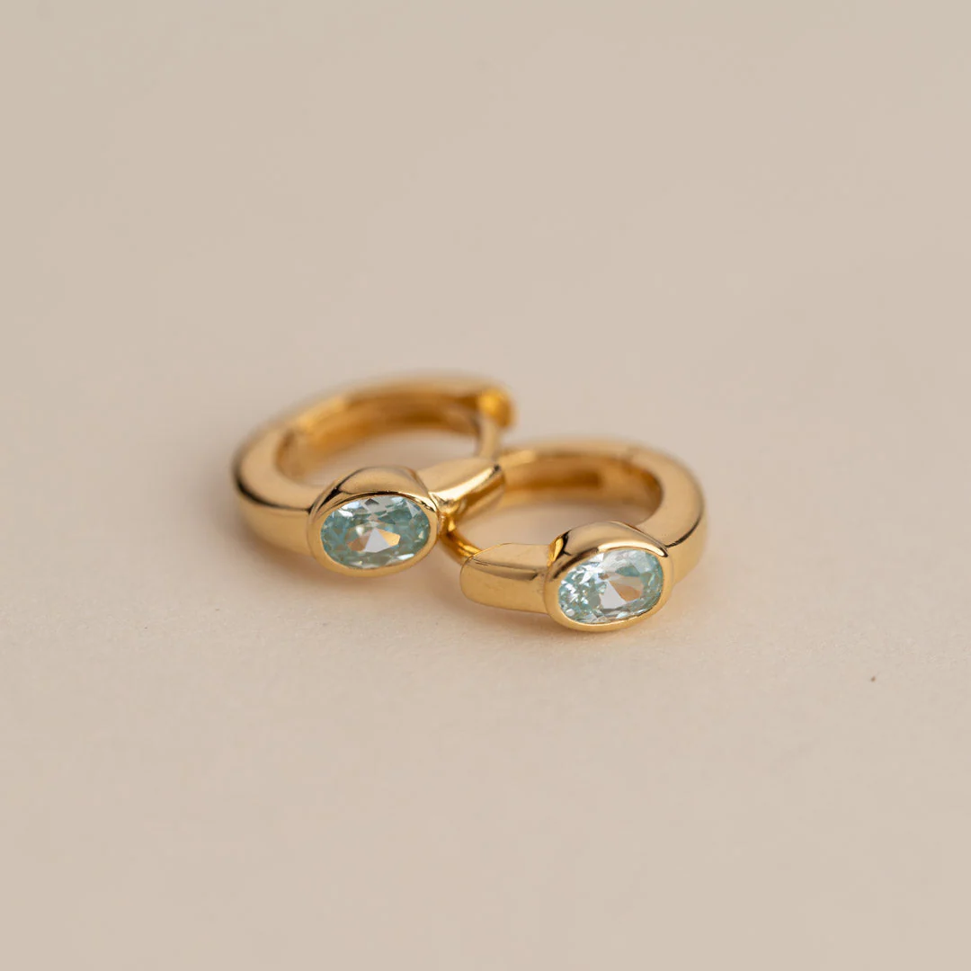 REBEKKA BLUE GOLDEN CREOL EARRING - Image 3