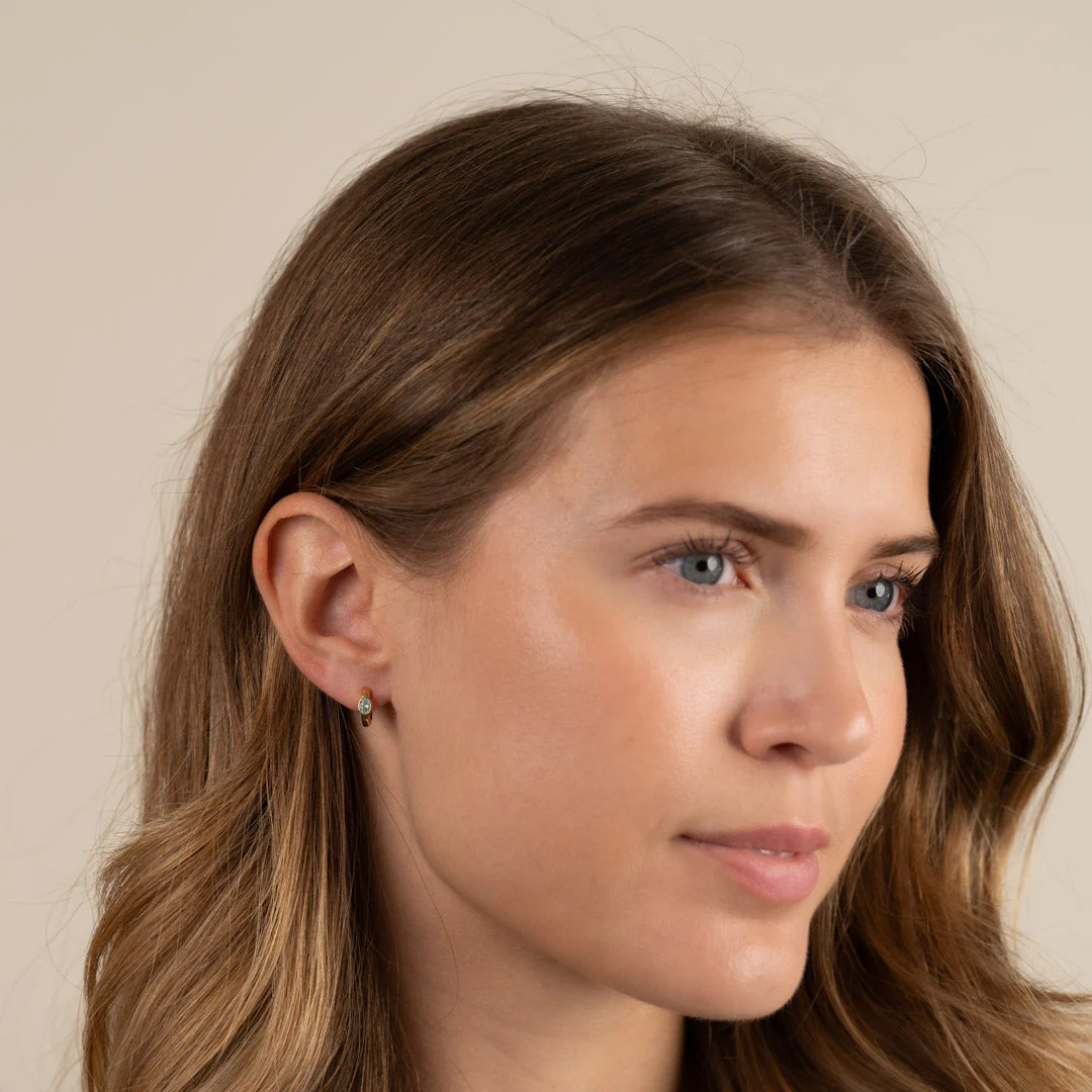 REBEKKA BLUE GOLDEN CREOL EARRING - Image 4