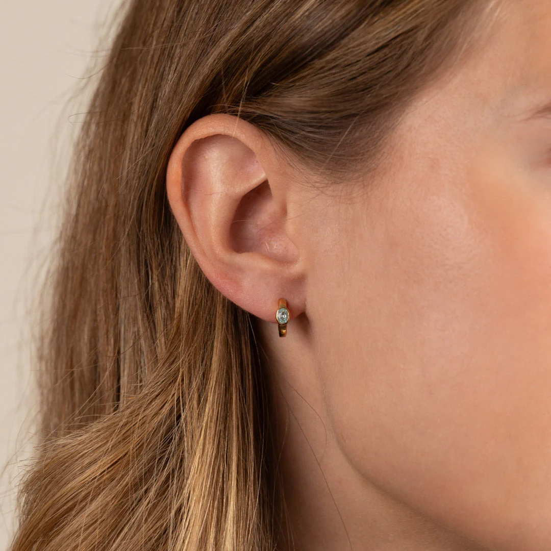REBEKKA BLUE GOLDEN CREOL EARRING - Image 6