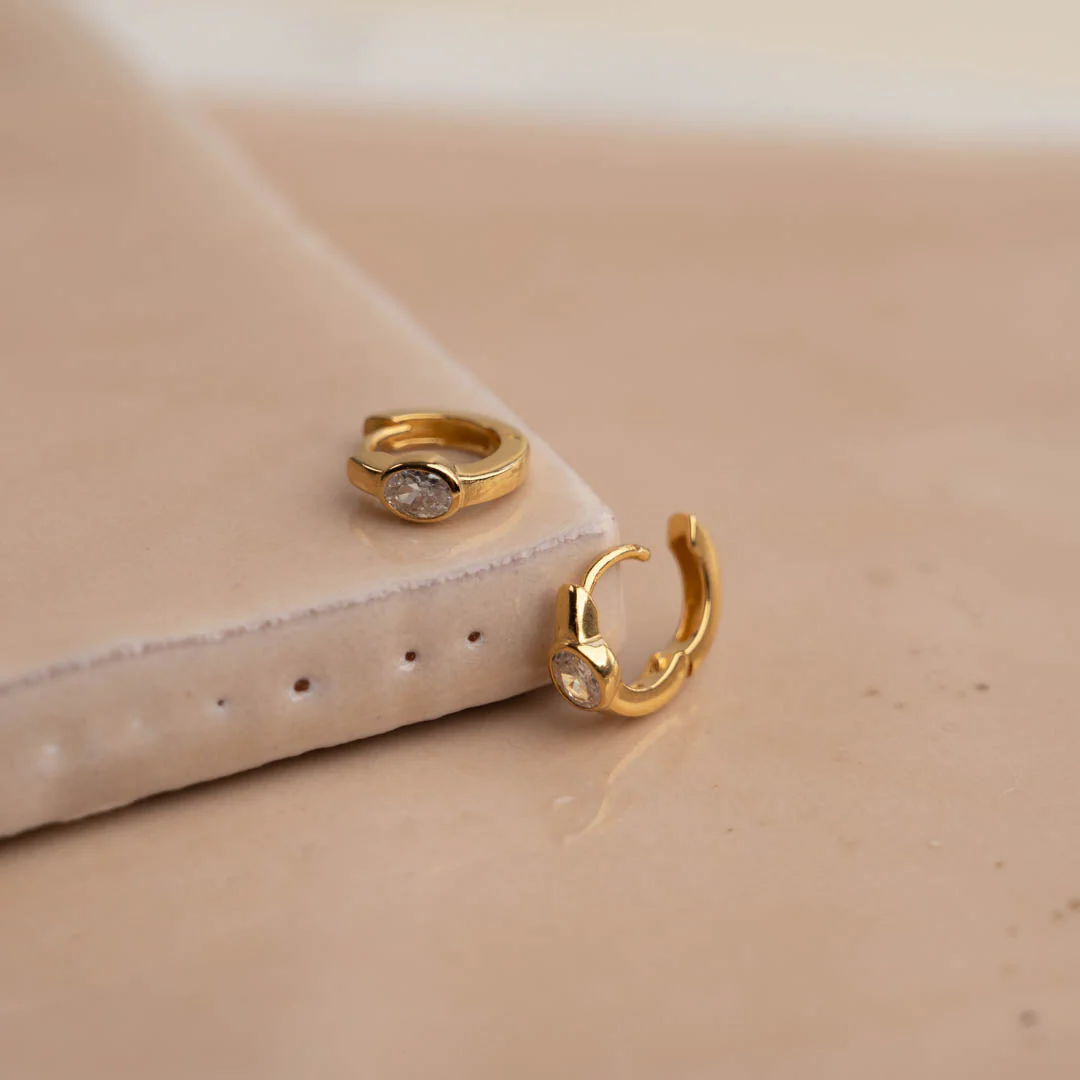 REBEKKA CRYSTAL GOLDEN CREOL EARRING - Image 3