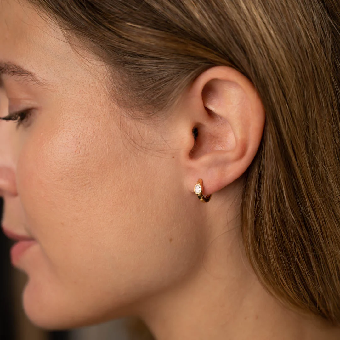 REBEKKA CRYSTAL GOLDEN CREOL EARRING - Image 4