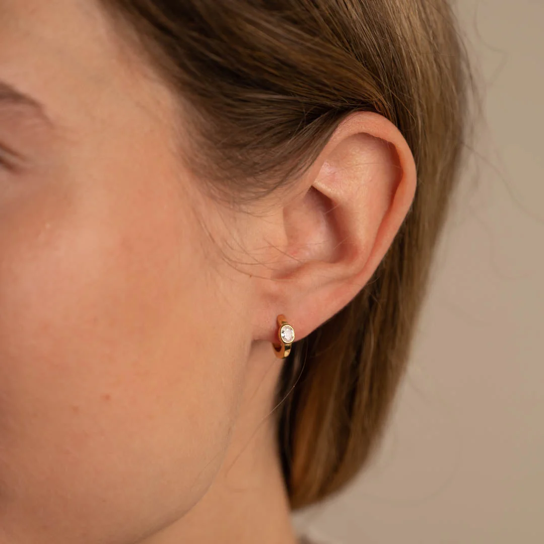 REBEKKA CRYSTAL GOLDEN CREOL EARRING - Image 5