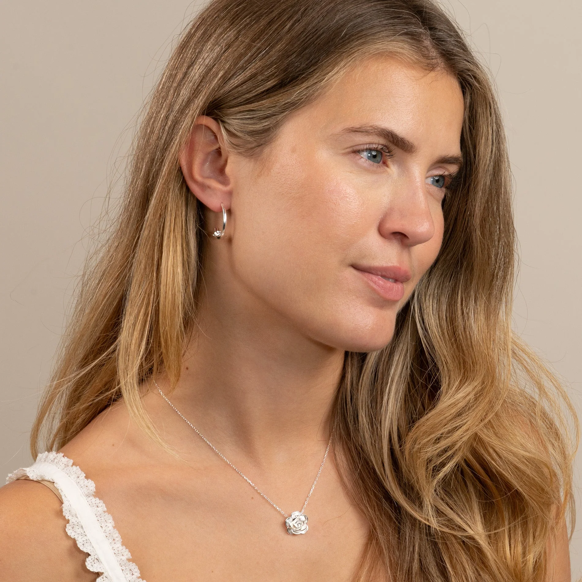 ROSIE SILVER CREOL EARRING - Image 8
