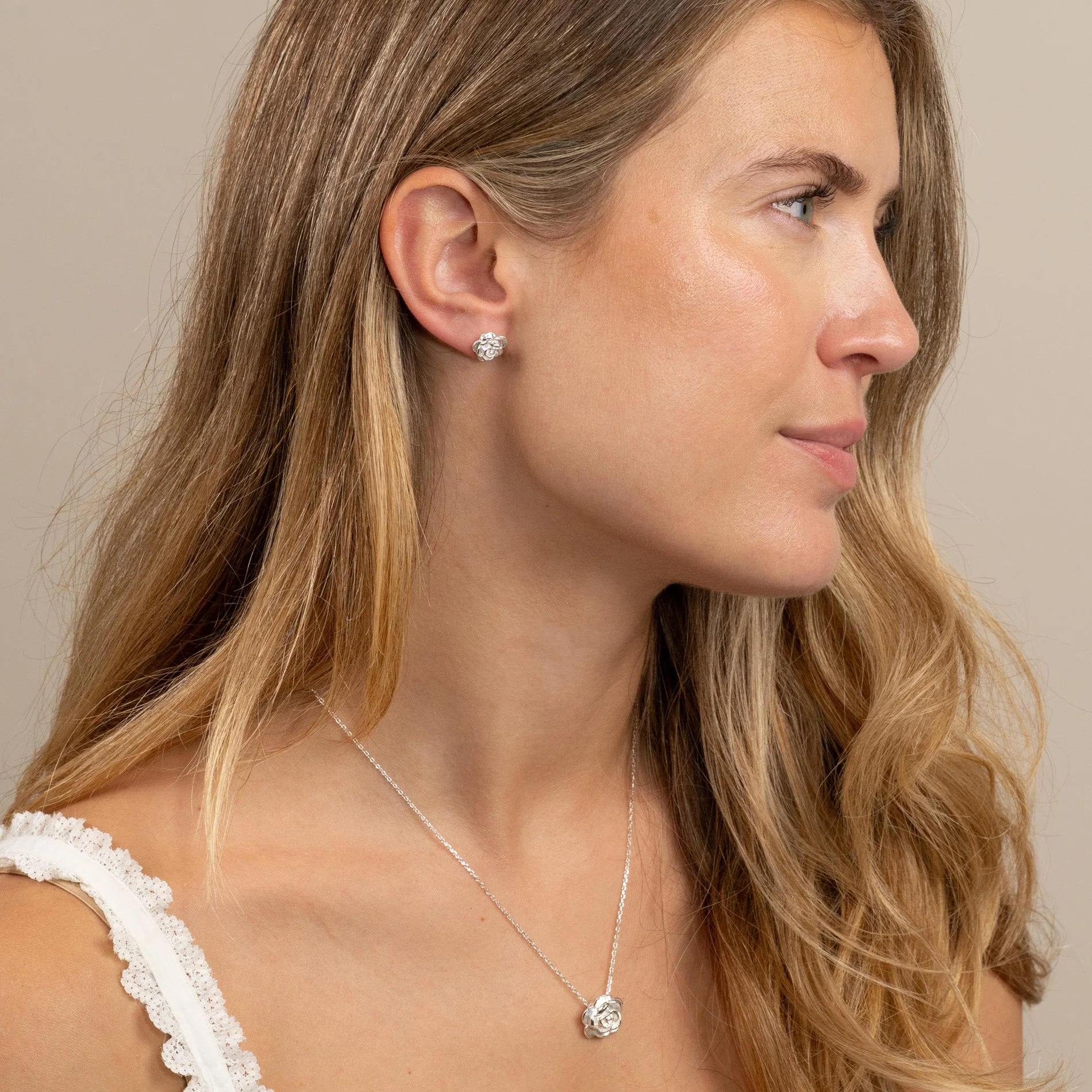 ROSIE SILVER MEDIUM STUD EARRING - Image 7