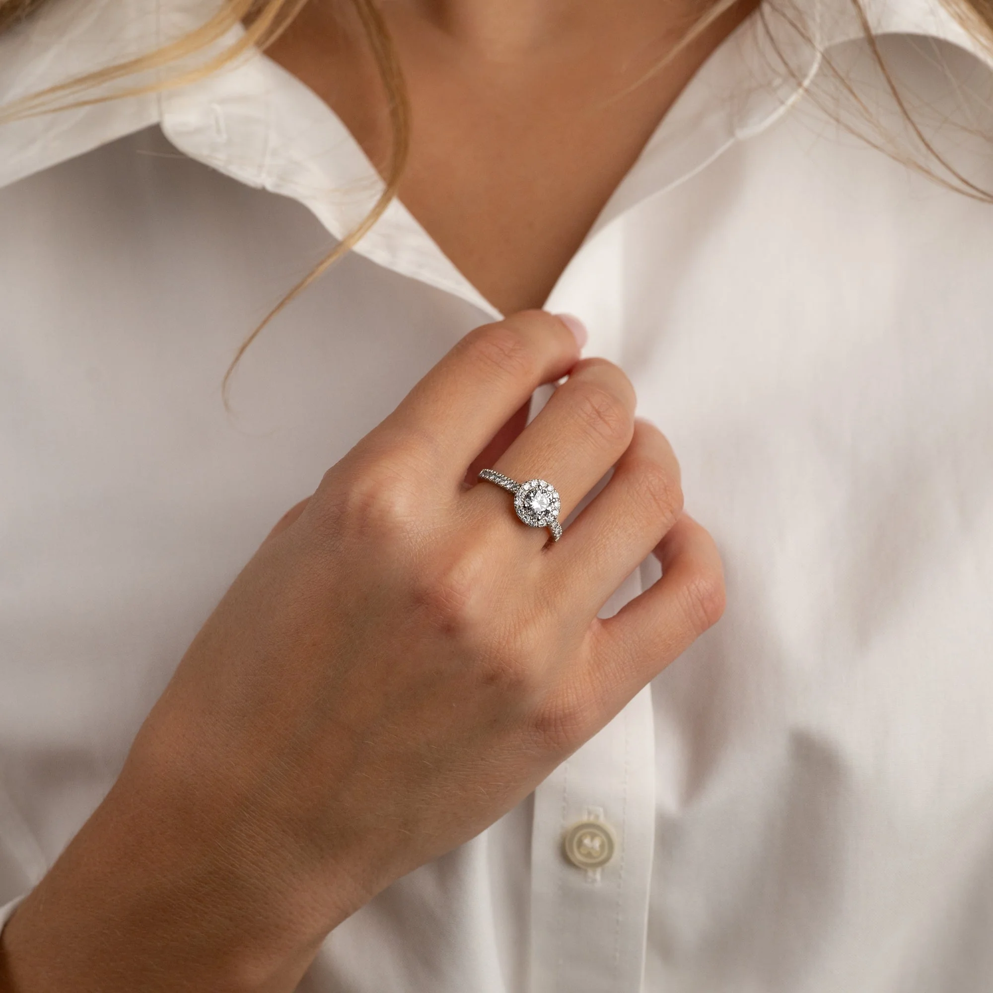 ROUND HALO ALLIANCE LAB-DIAMOND RING - 1.2ct - WG - Image 7