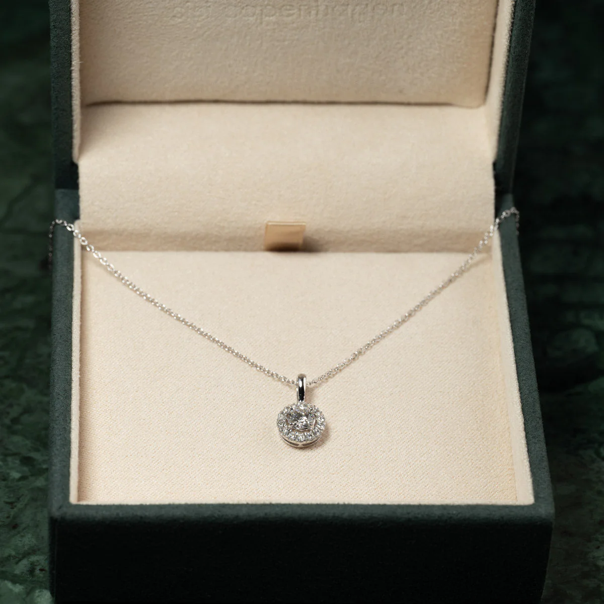 ROUND HALO LAB-DIAMOND PENDANT - 0.5ct - WG - Image 5