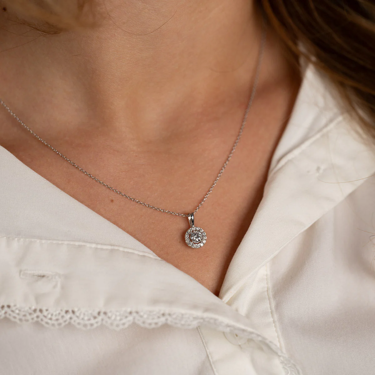 ROUND HALO LAB-DIAMOND PENDANT - 0.5ct - WG - Image 6