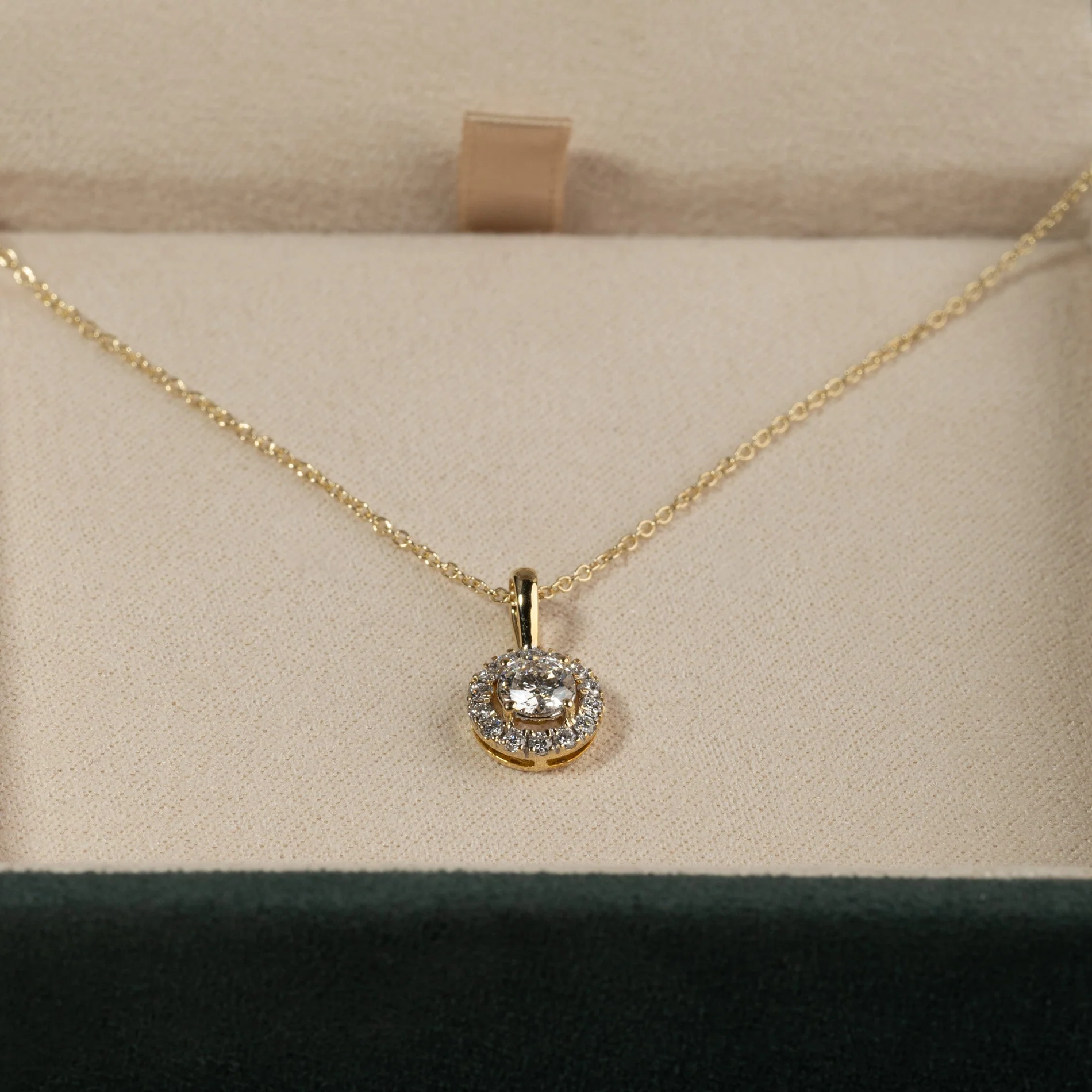 ROUND HALO LAB-DIAMOND PENDANT - 0.5ct - YG - Image 7