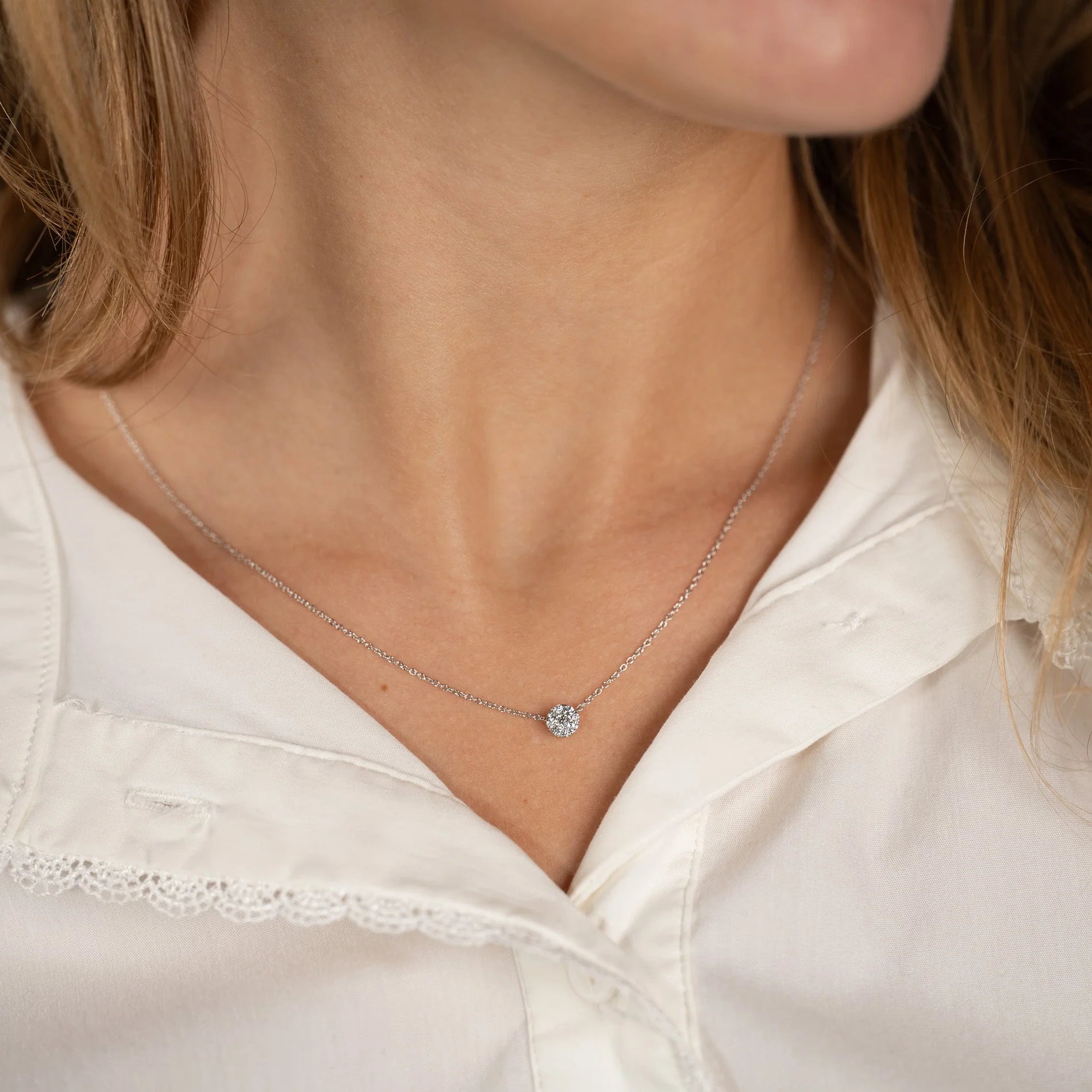 ROUND PAVE LAB-DIAMOND PENDANT - 0.2ct - WG - Image 8