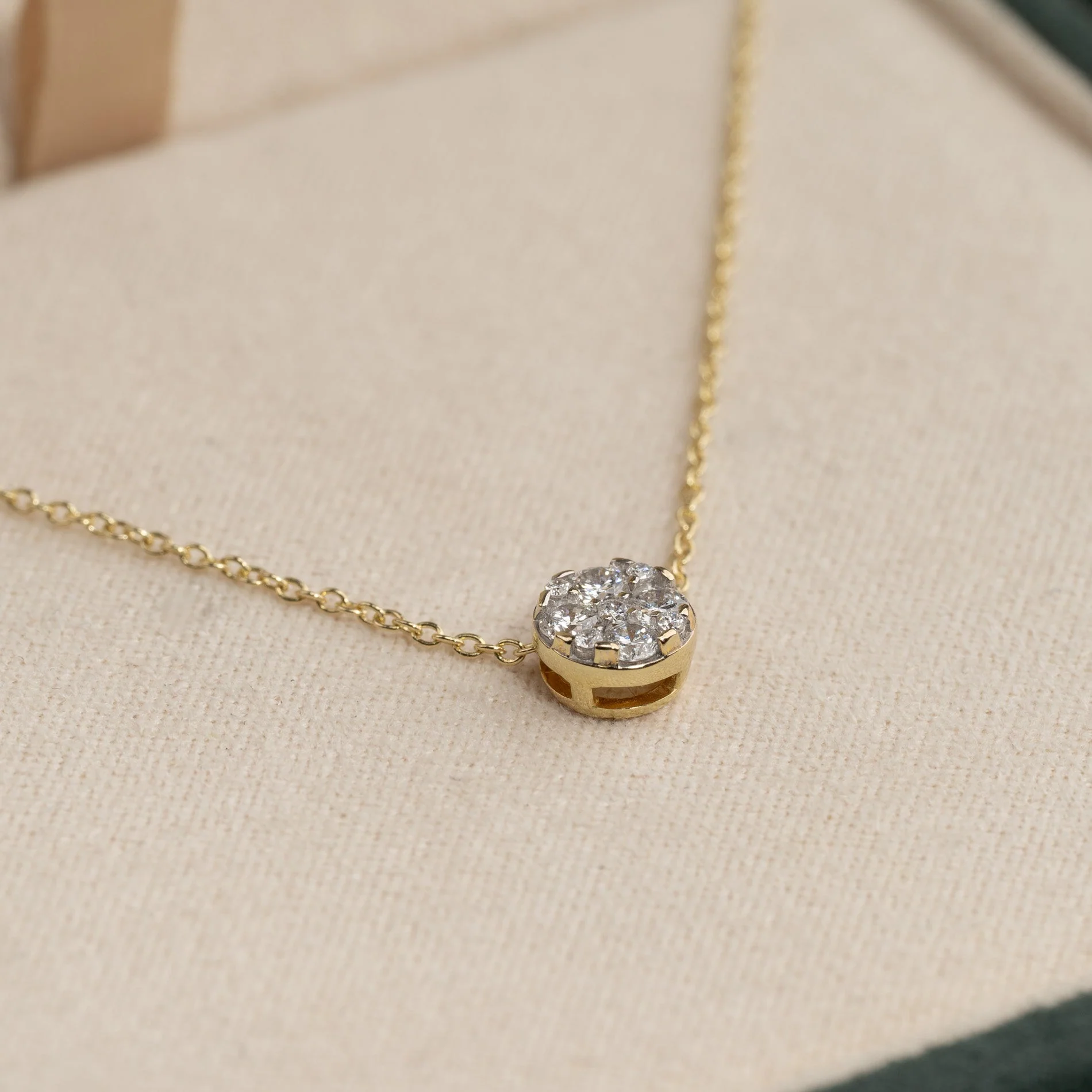 ROUND PAVE LAB-DIAMOND PENDANT - 0.2ct - YG - Image 4