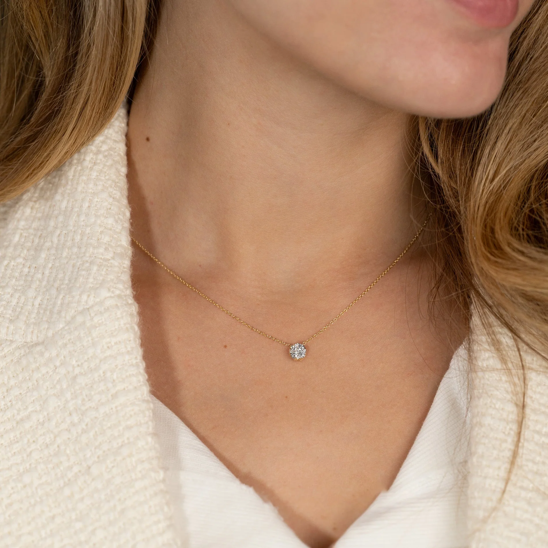 ROUND PAVE LAB-DIAMOND PENDANT - 0.2ct - YG - Image 5