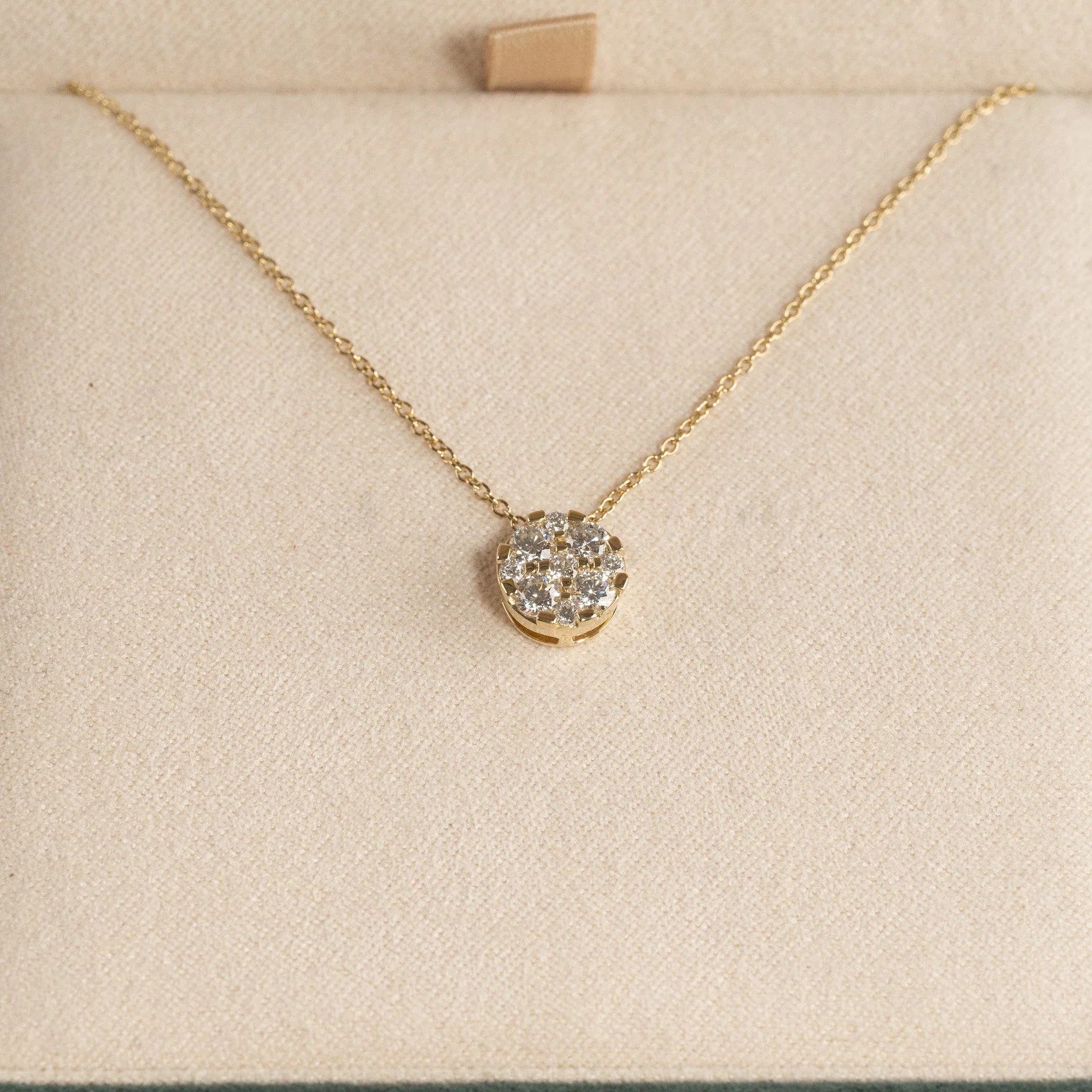 ROUND PAVE LAB-DIAMOND PENDANT - 0.45ct - YG - Image 5