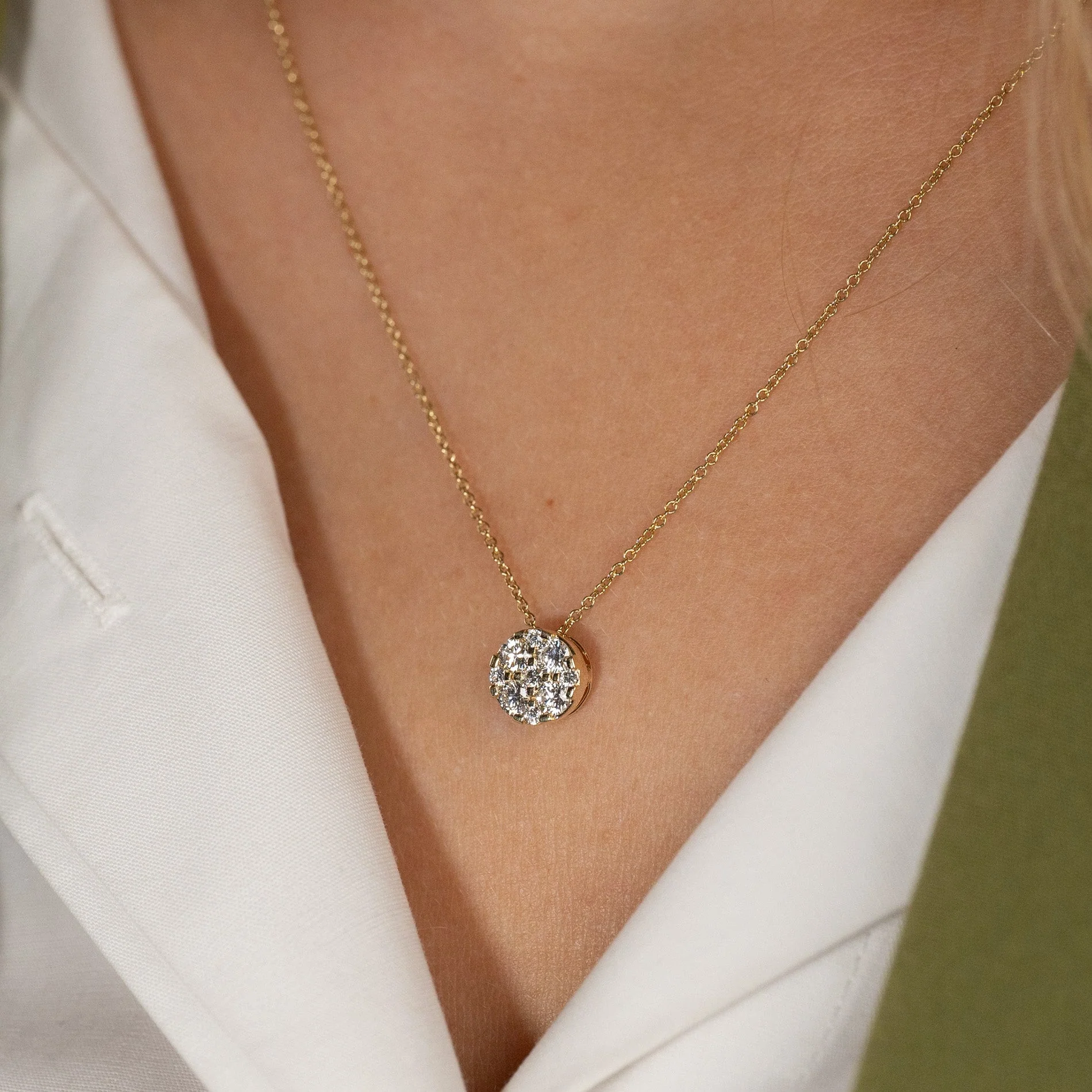ROUND PAVE LAB-DIAMOND PENDANT - 0.45ct - YG - Image 6