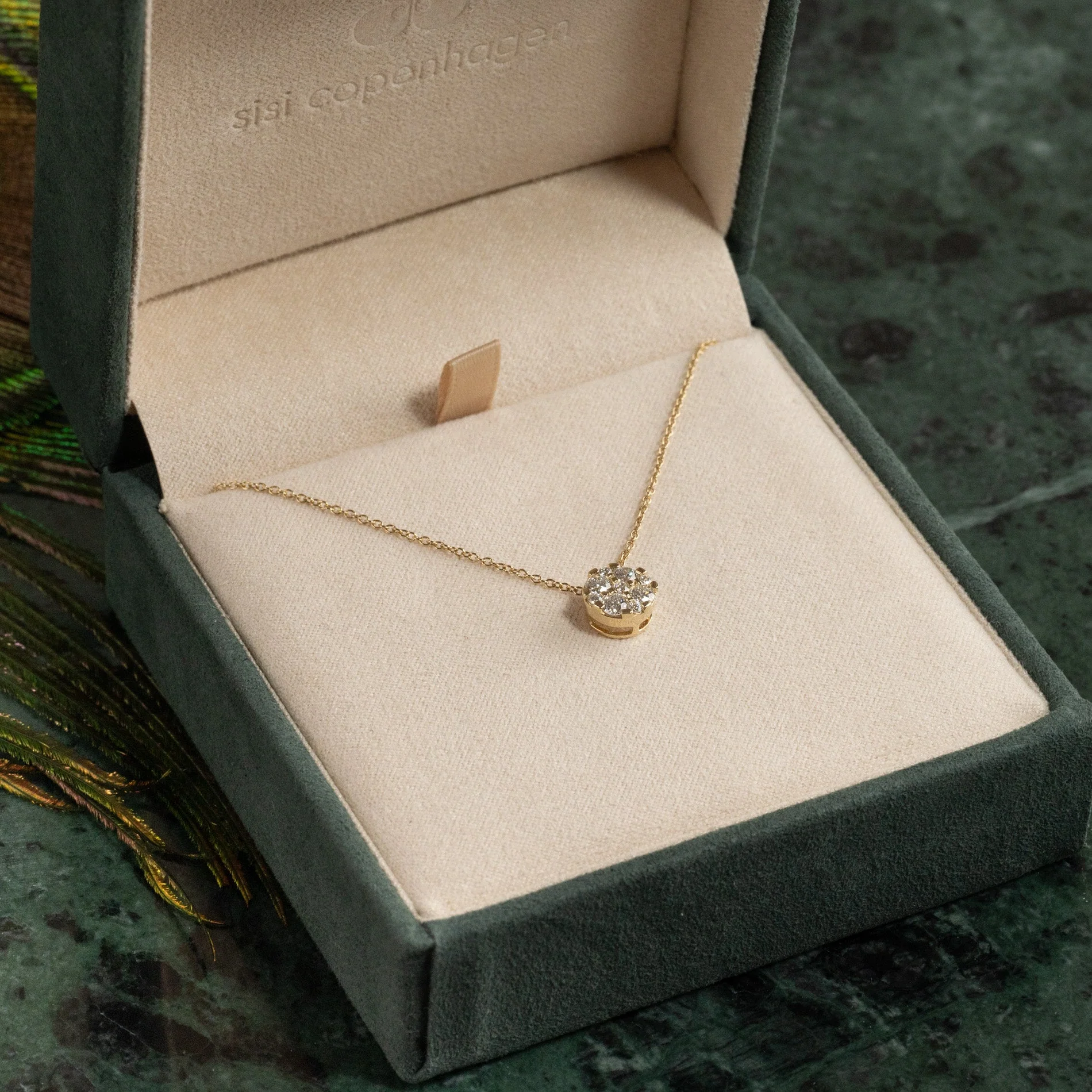 ROUND PAVE LAB-DIAMOND PENDANT - 0.45ct - YG - Image 7