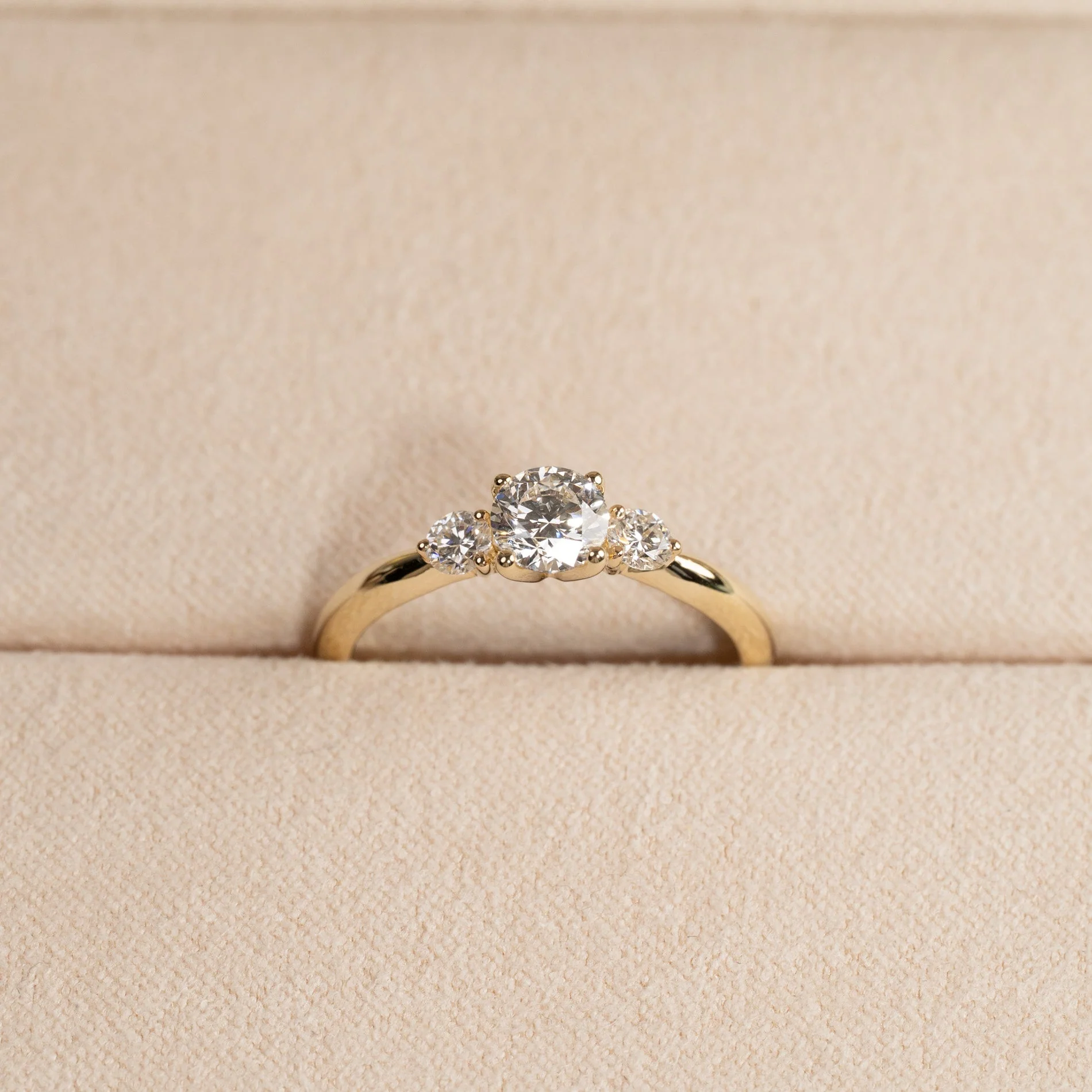 ROUND TRILOGY LAB-DIAMOND RING - 0.7ct - YG - Image 3