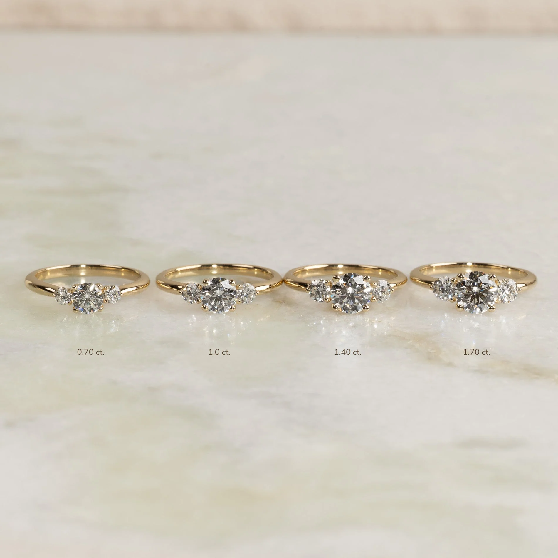 ROUND TRILOGY LAB-DIAMOND RING - 1.0ct - YG - Image 9