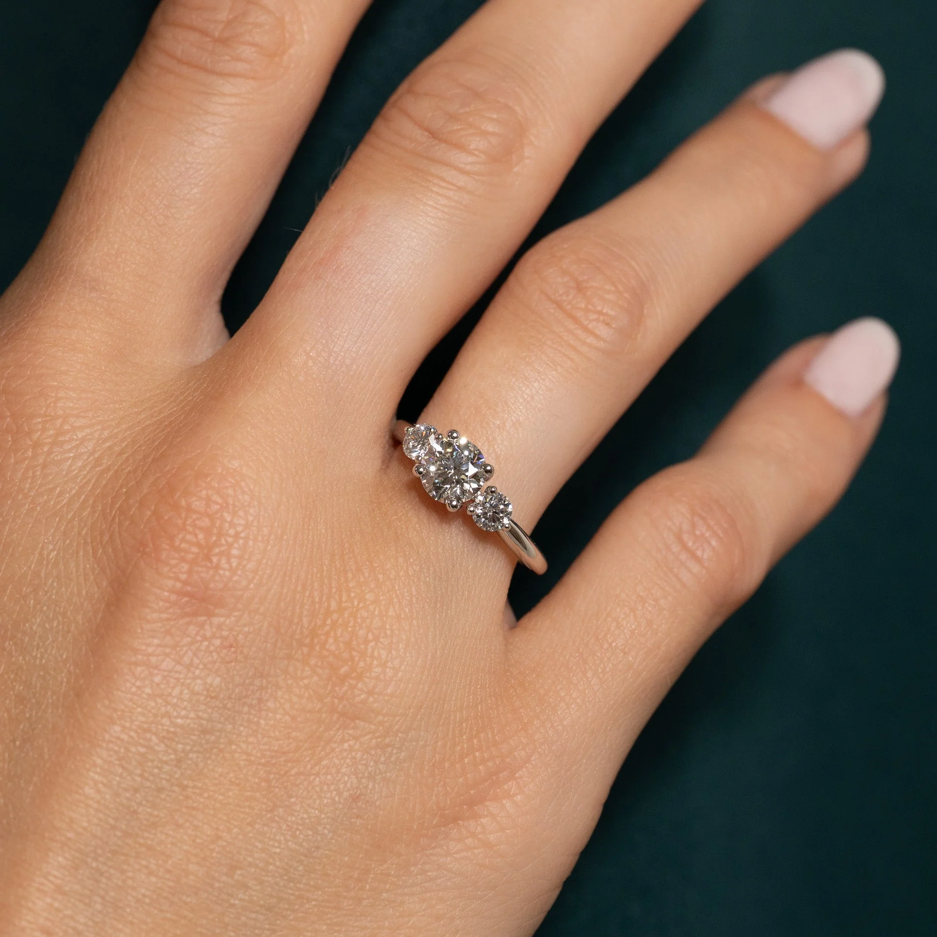 ROUND TRILOGY LAB-DIAMOND RING - 1.4ct - WG - Image 2