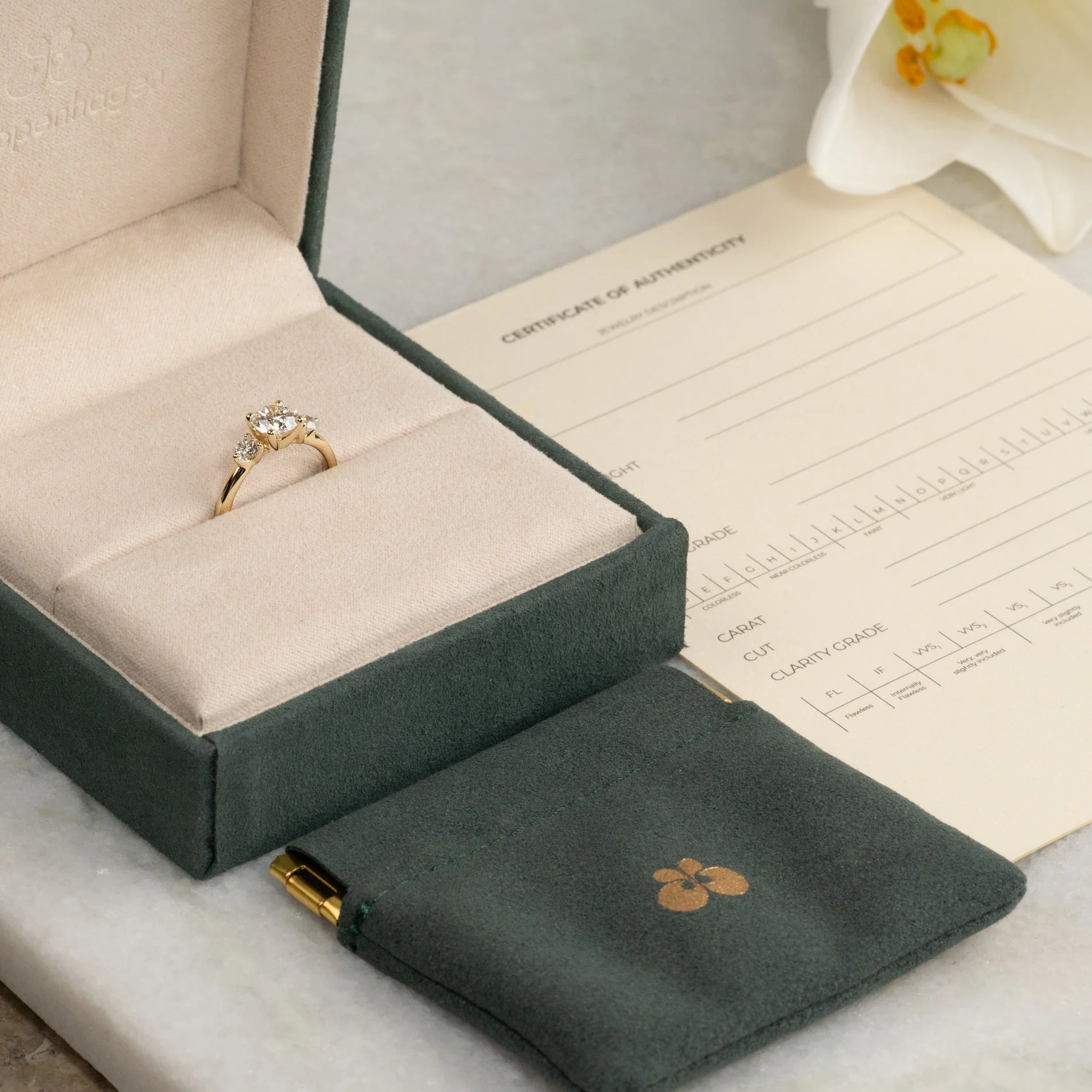 ROUND TRILOGY LAB-DIAMOND RING - 1.4ct - YG - Image 6