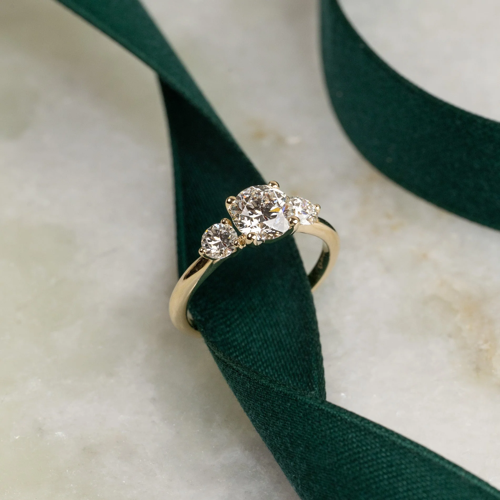 ROUND TRILOGY LAB-DIAMOND RING - 1.7ct - YG