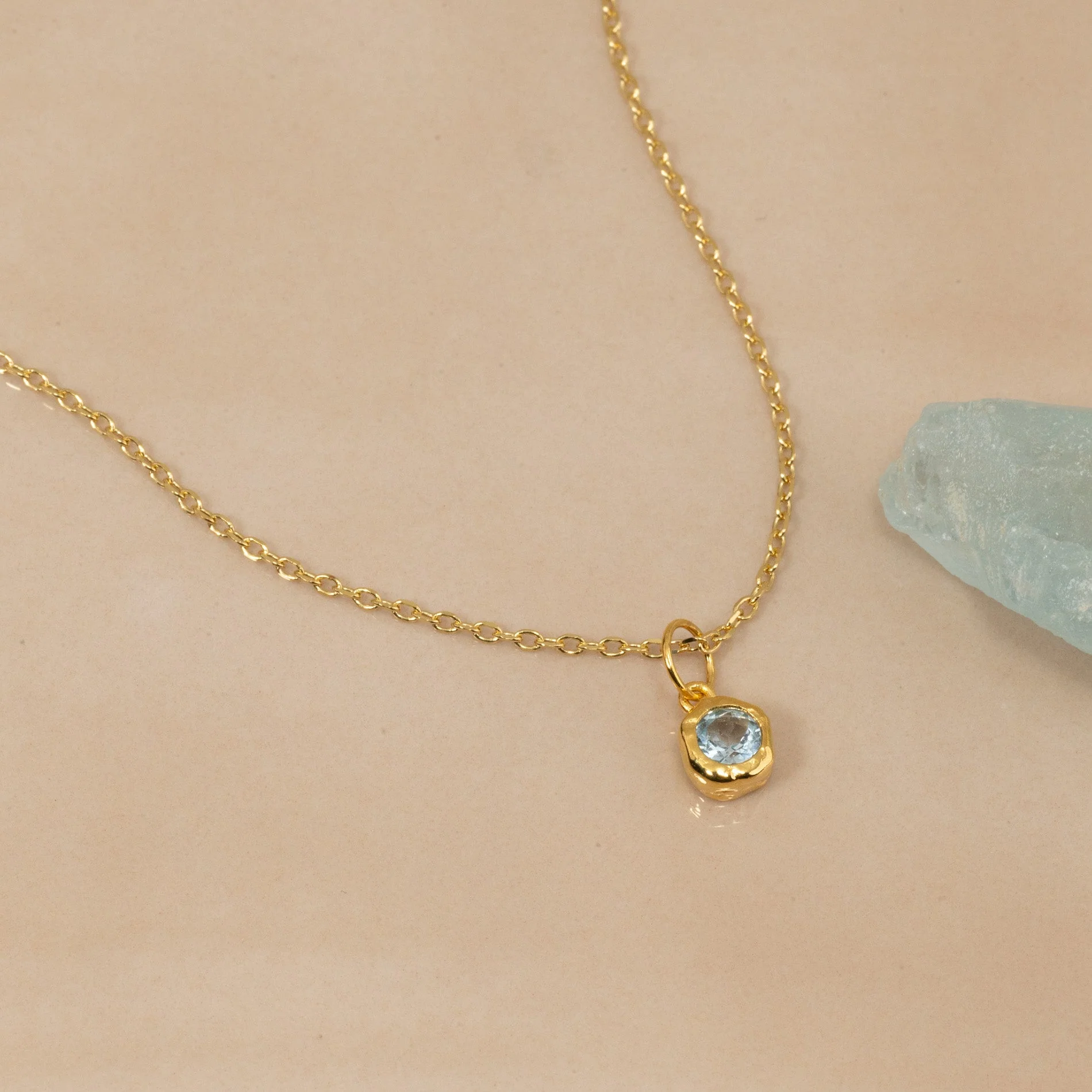 SELENE BLUE TOPAZ GOLDEN PENDANT - Image 4