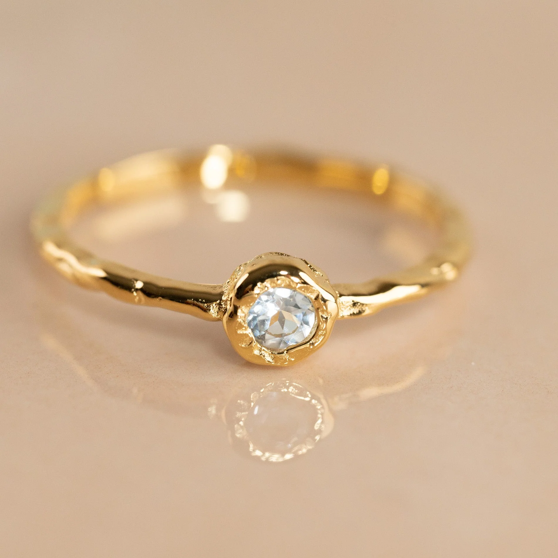 SELENE BLUE TOPAZ GOLDEN RING - Image 3
