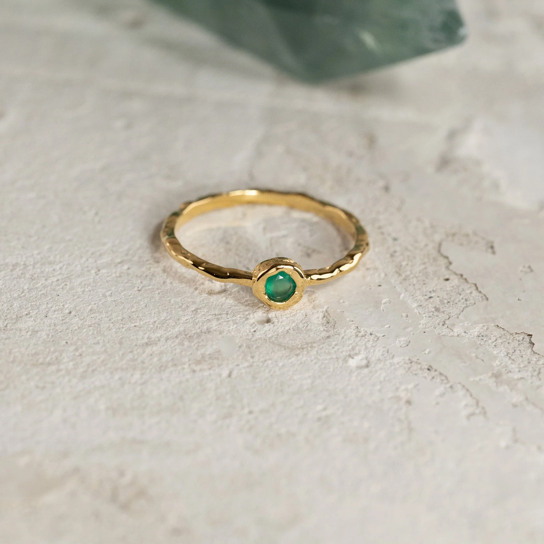SELENE GREEN AGATE GOLDEN RING - Image 7