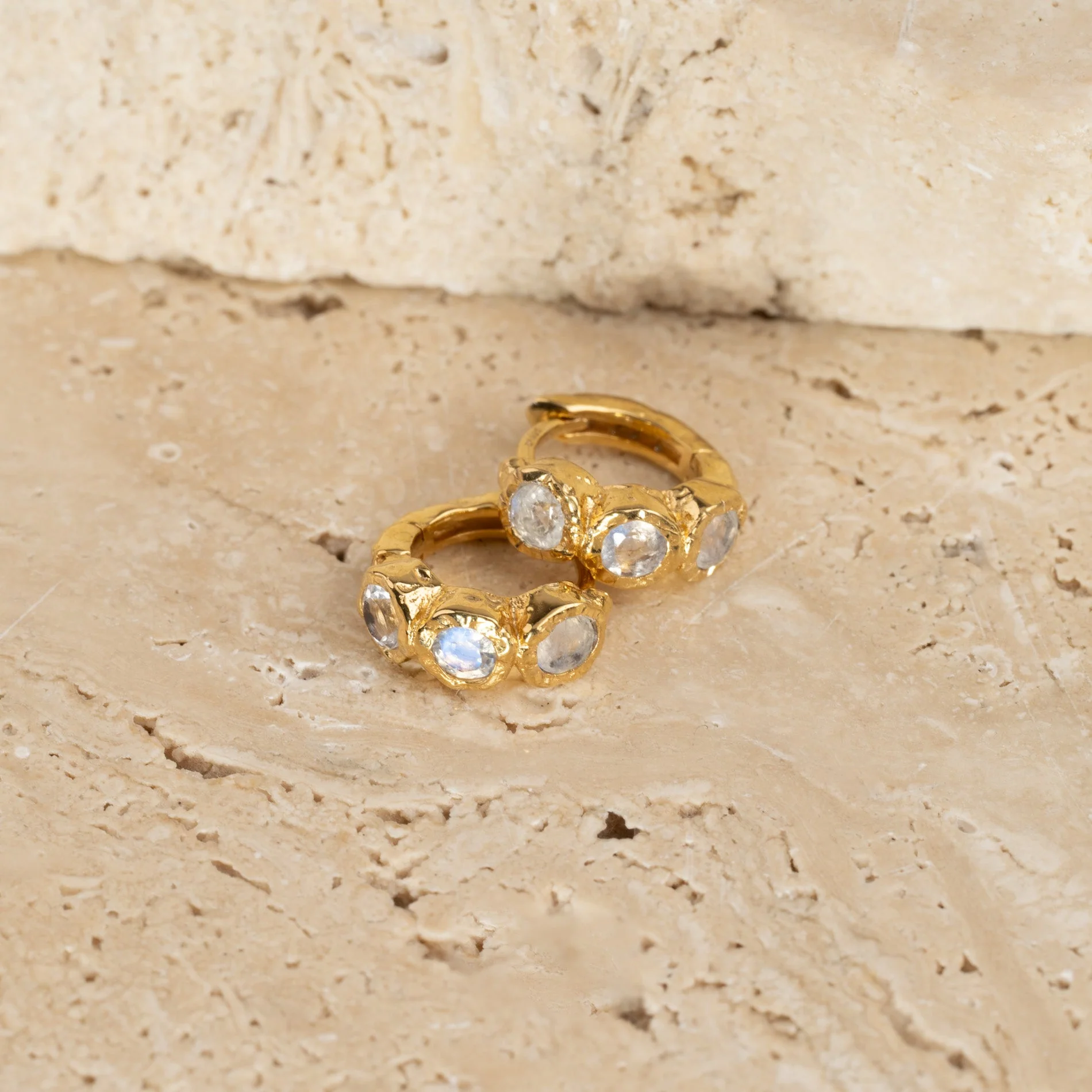 SELENE MOONSTONE GOLDEN HUGGIE EARRING - Image 7