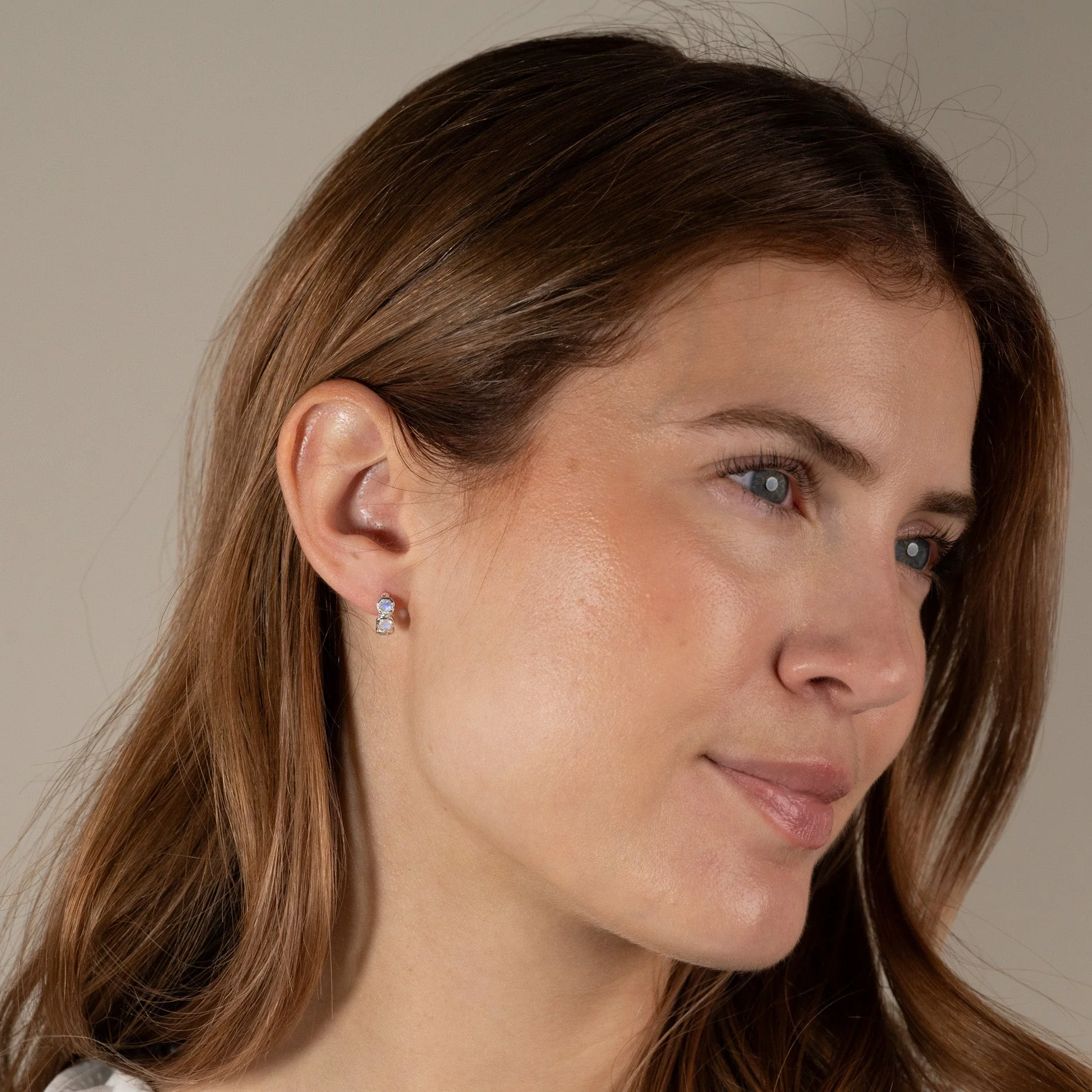 SELENE MOONSTONE SILVER HUGGIE EARRING - Image 7