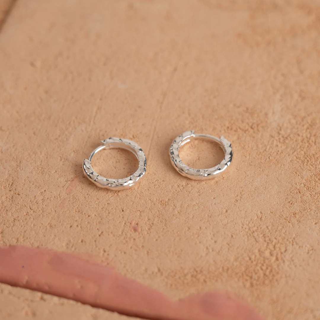 SELINA SMALL SILVER CREOL EARRING - Image 5