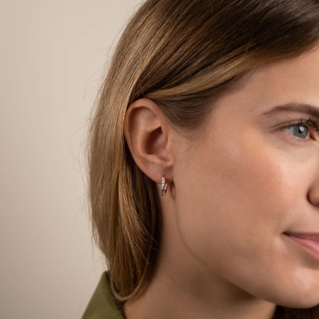 SELINA SMALL SILVER CREOL EARRING - Image 6