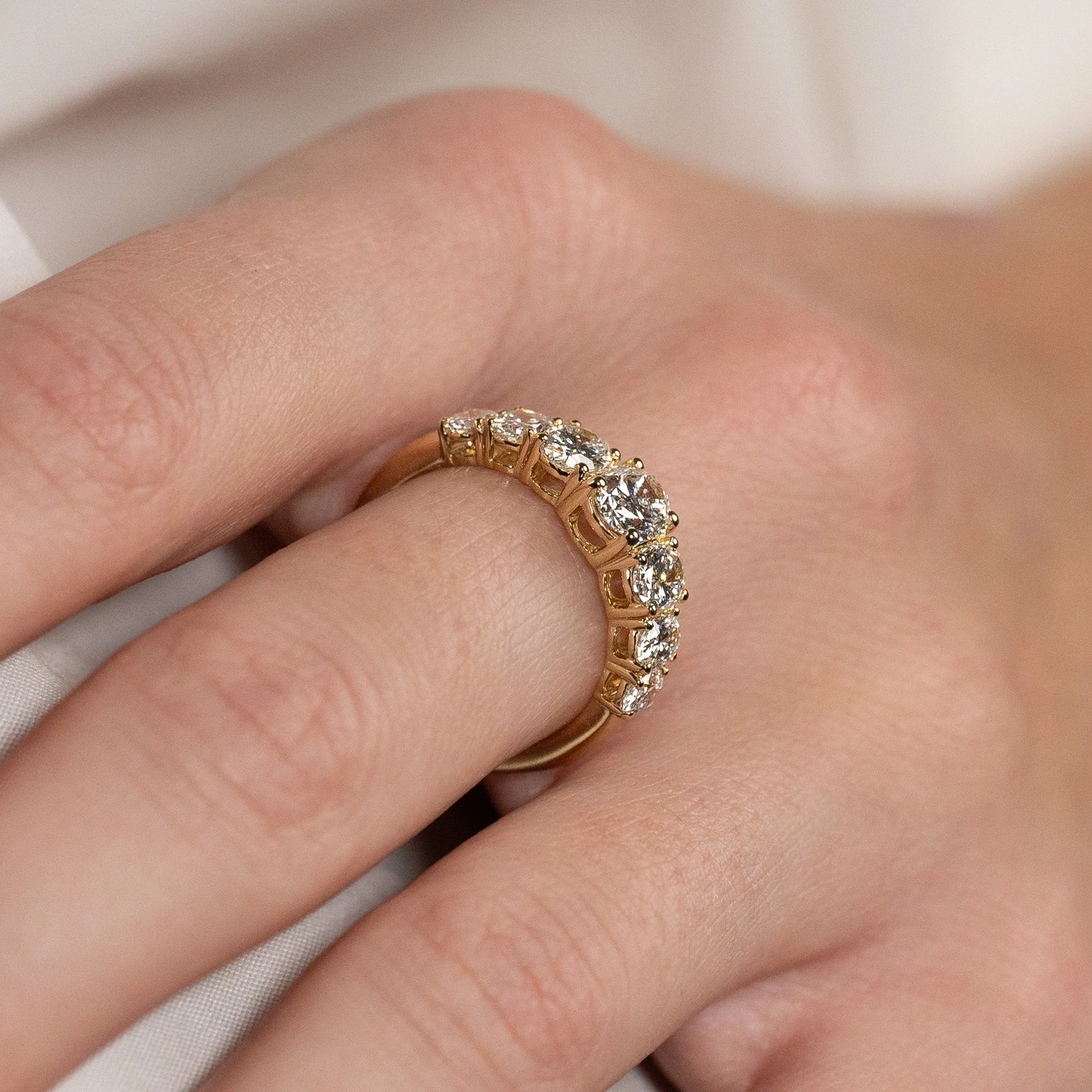 SEVEN-STONE OVAL-CUT LAB-DIAMOND RING - 2.0ct - YG - Image 6