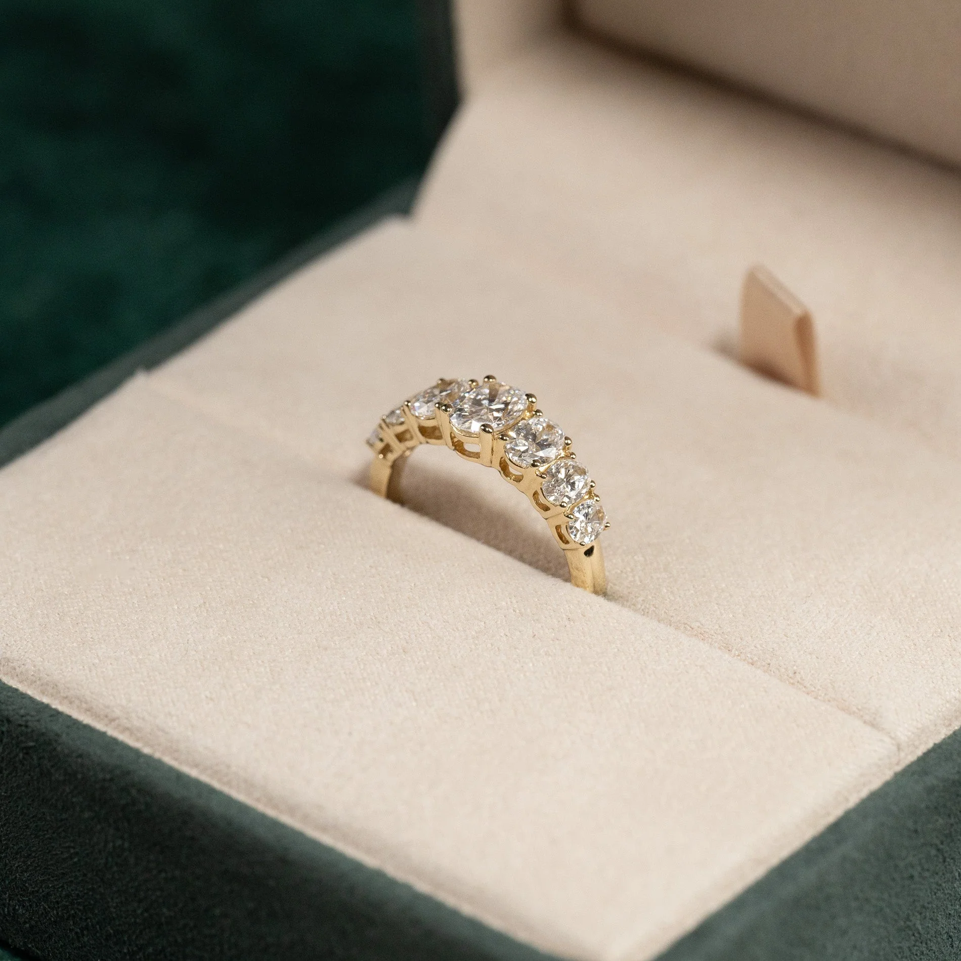 SEVEN-STONE OVAL-CUT LAB-DIAMOND RING - 2.0ct - YG - Image 7