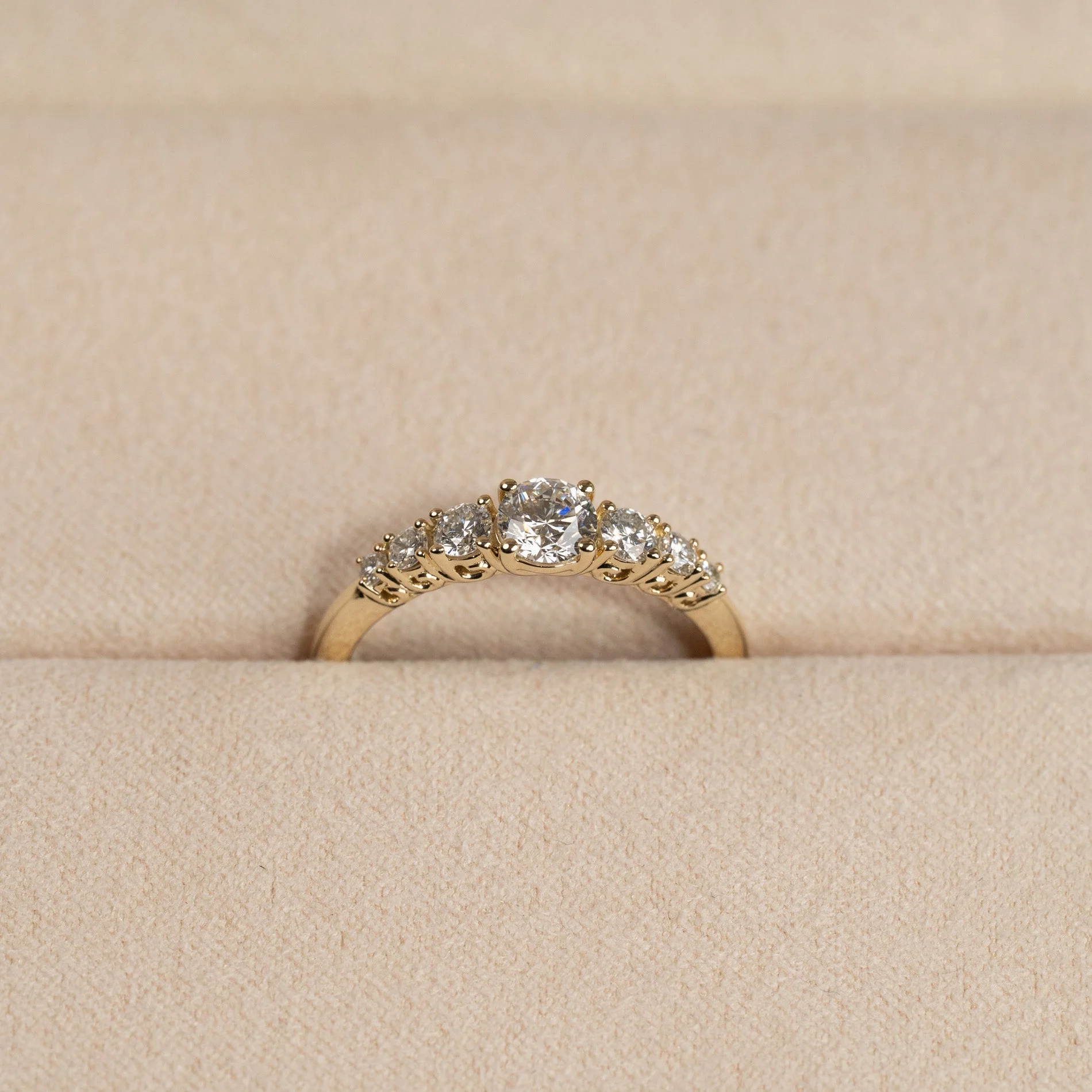 SEVEN-STONE TRELLIS LAB-DIAMOND RING - 0.7ct - YG - Image 3