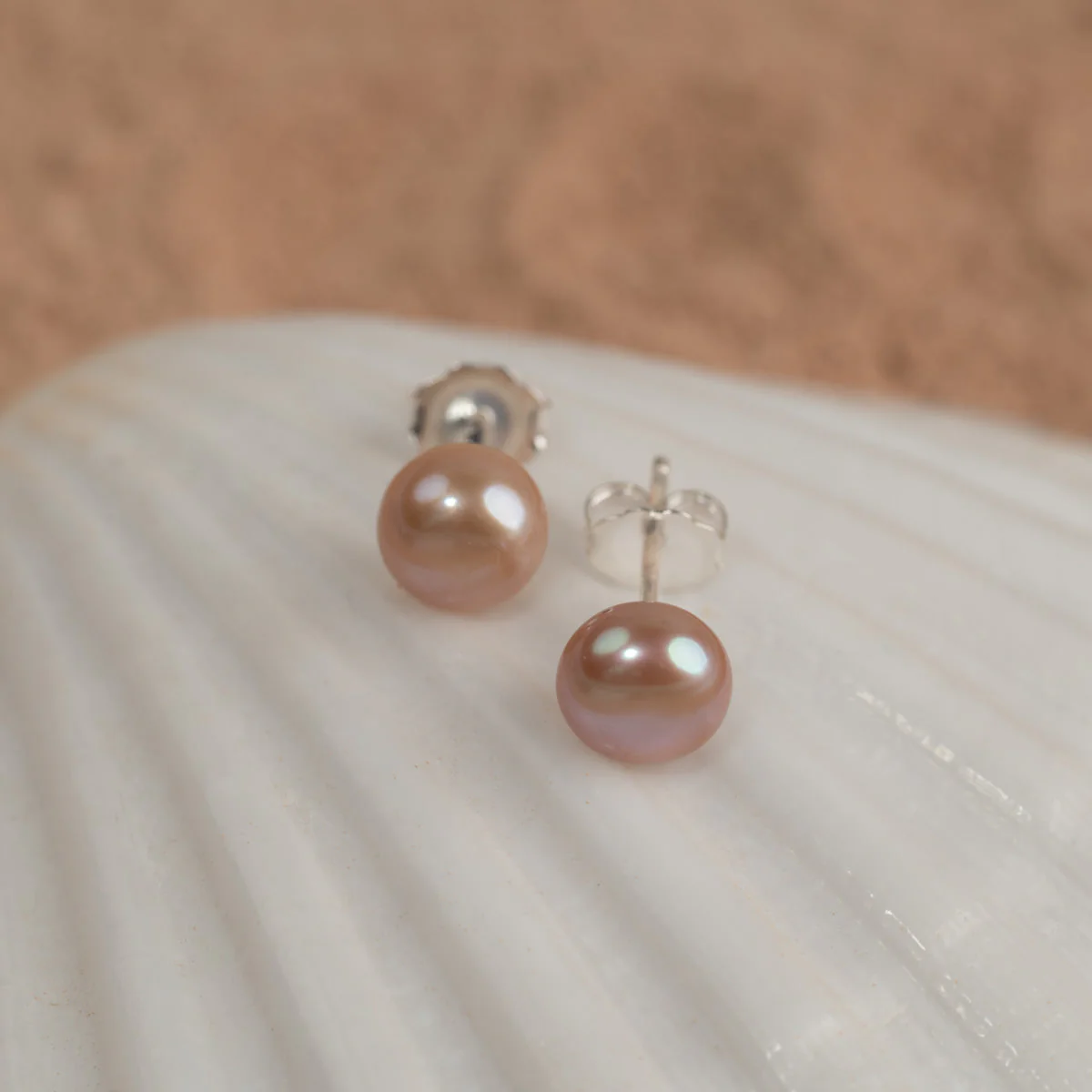 SIMPLE ROSE PEARL SILVER STUD EARRING - Image 6