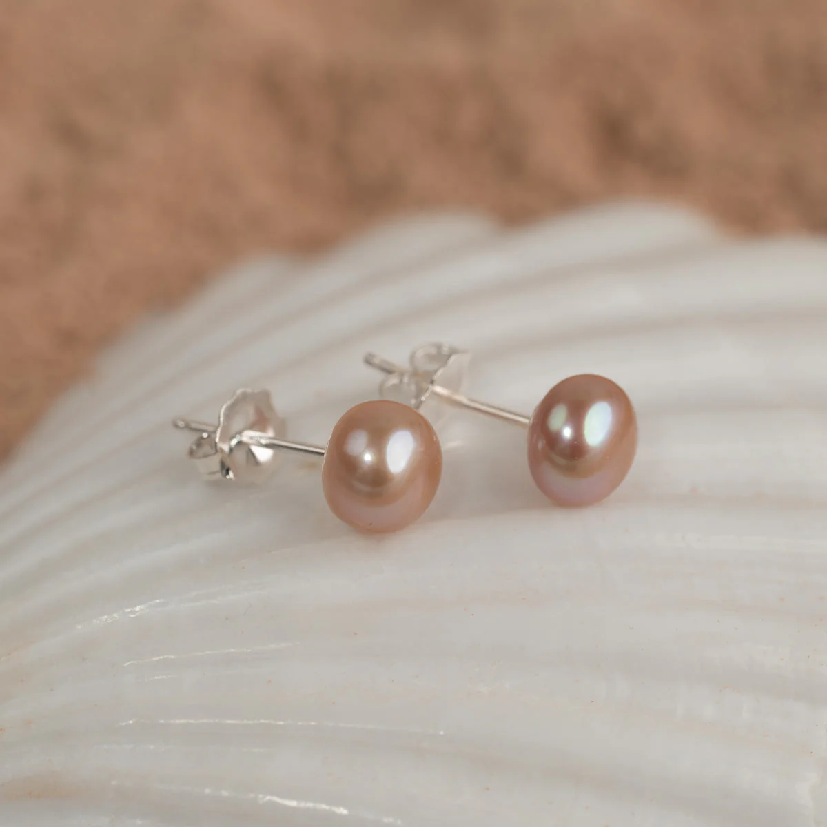 SIMPLE ROSE PEARL SILVER STUD EARRING - Image 8