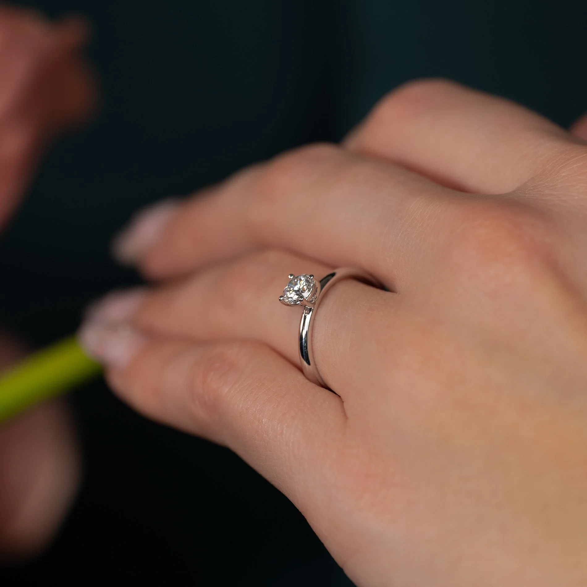 SIMPLE SOLITAIRE BASKET-SET LAB-DIAMOND RING - 0.5ct - WG - Image 6